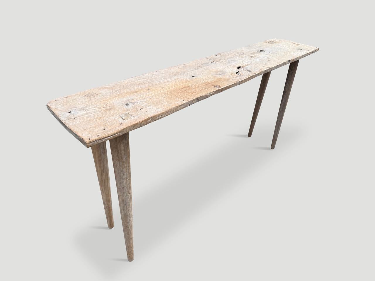 Contemporary Andrianna Shamaris St. Barts Teak Wood Console Table For Sale