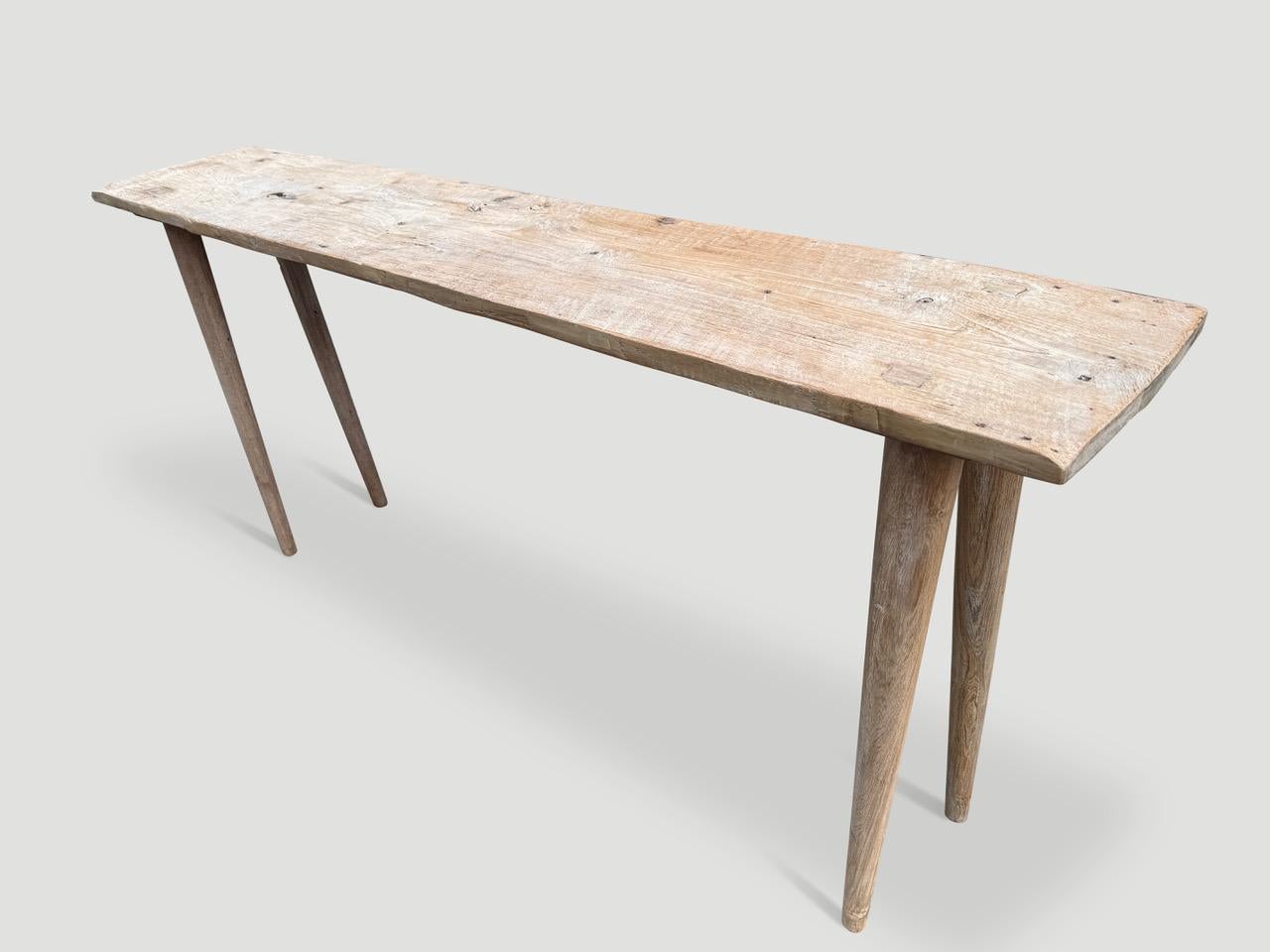 Organic Modern Andrianna Shamaris St. Barts Teak Wood Console Table For Sale