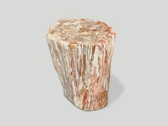 Andrianna Shamaris Coral Toned Ancient Petrified Wood Side Table