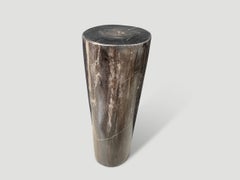 Andrianna Shamaris Minimalist Column Petrified Wood Side Table or Pedestal