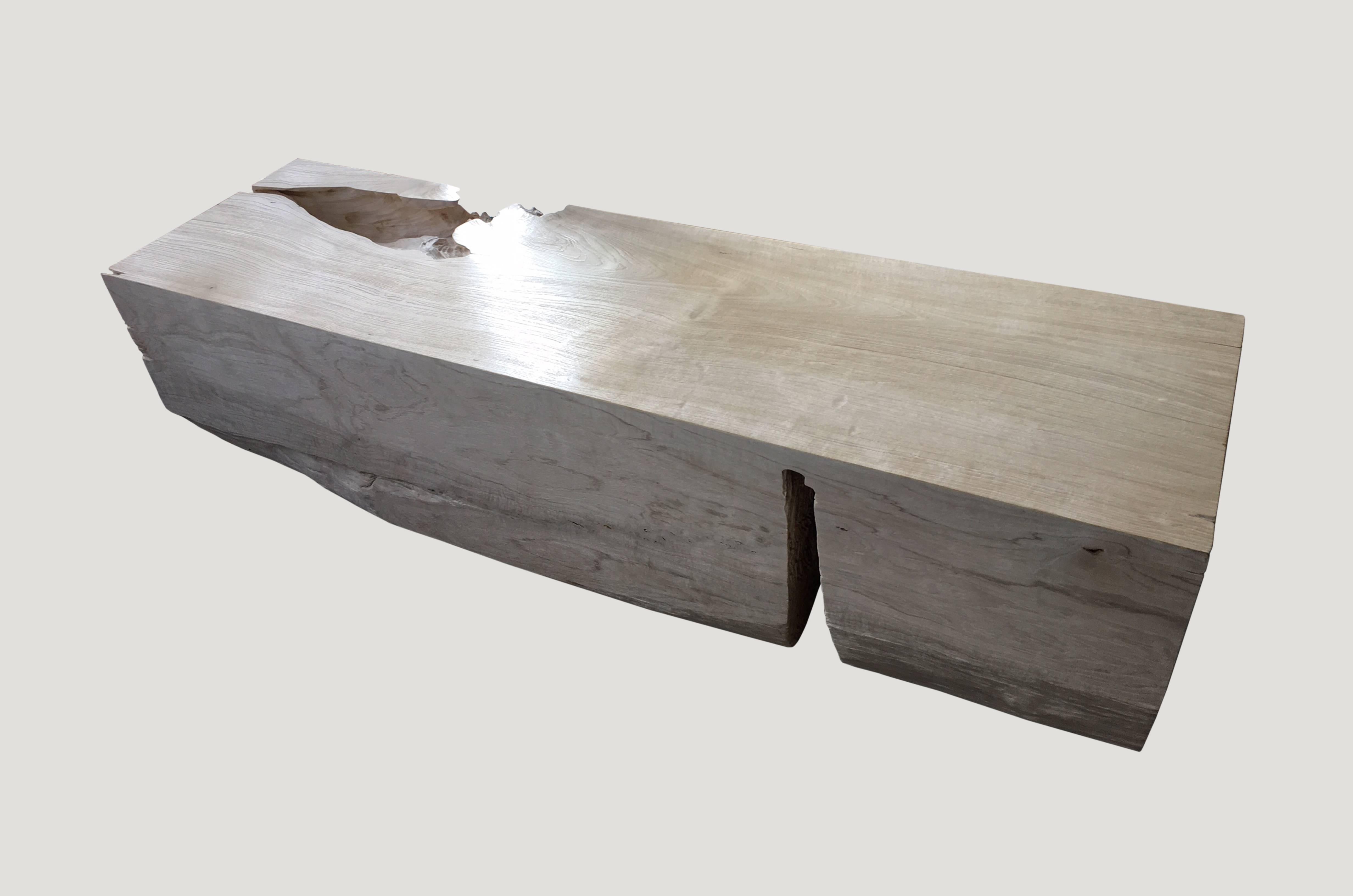 Andrianna Shamaris St. Barts Teak Wood Bench In Excellent Condition For Sale In New York, NY