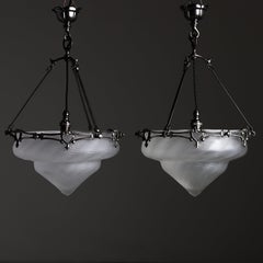 Pair of W.A.S. Benson & Powell Glass Plafonnier lights English c.1900.