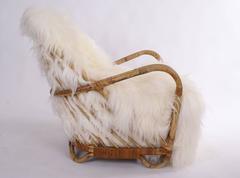 Arne Jacobsen Wicker Chair in Sheepskin