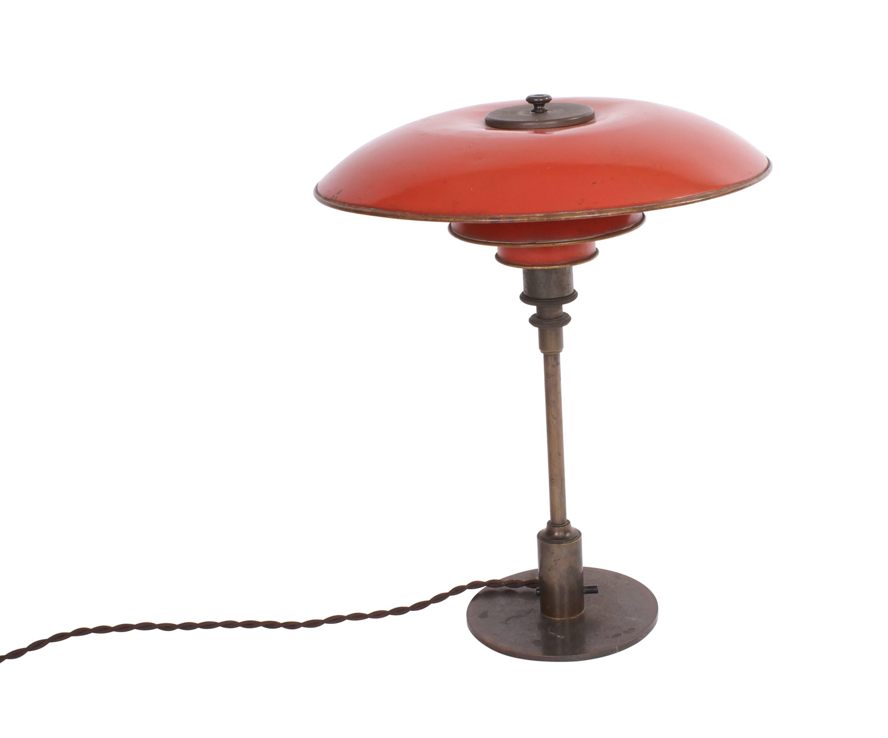 Early 20th Century Poul Henningsen PH 3.5/2 Desk Lamp with Red Copper shades - dated 1926-28 For Sale