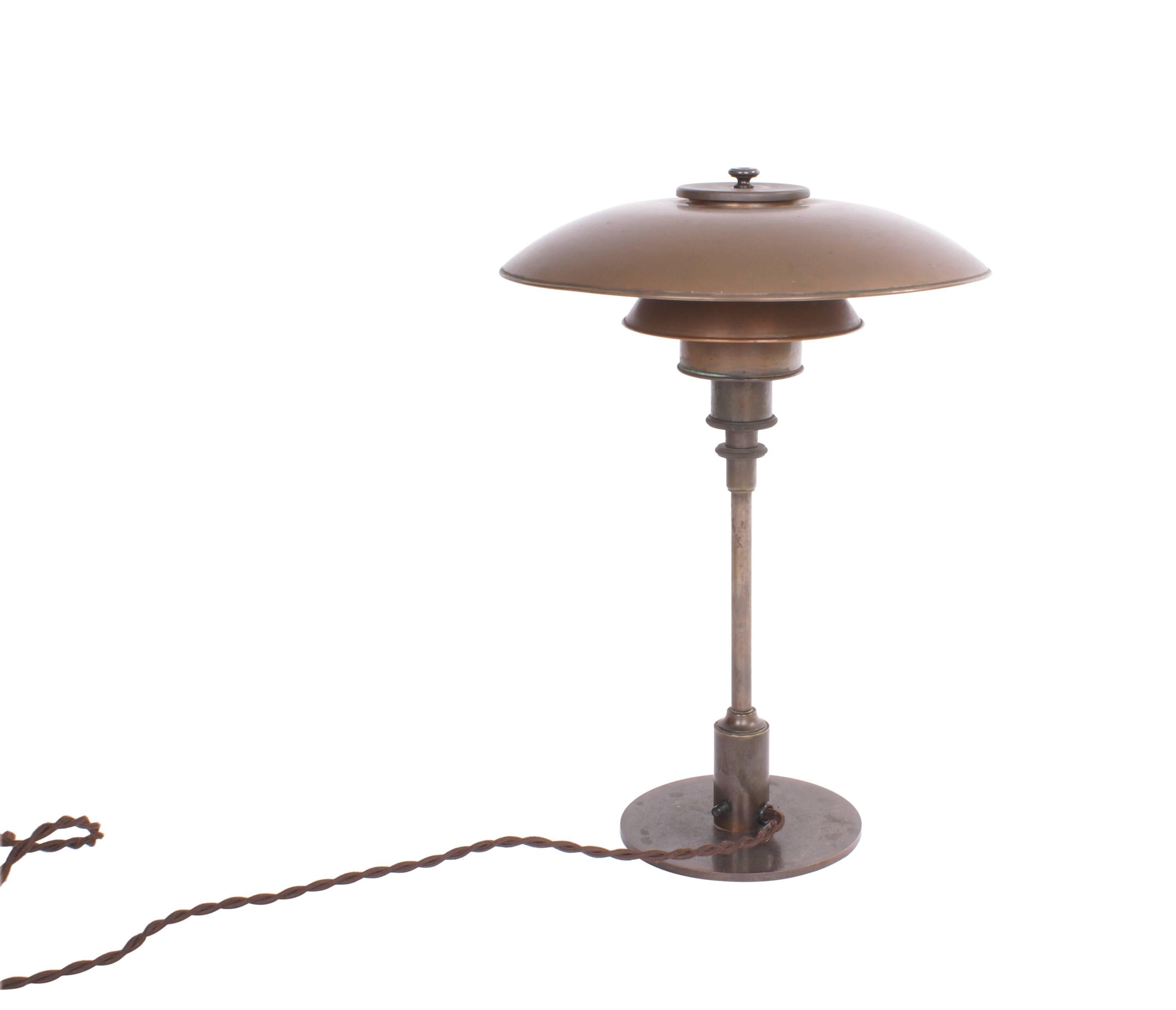Danish Poul Henningsen PH 3/2 Desk Lamp with Copper shades - dated 1926-28