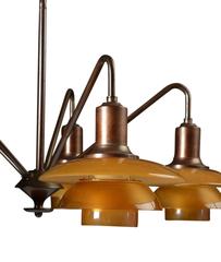 Poul Henningsen 'Emperor' Chandelier with Amber Colored Glass, 1930s