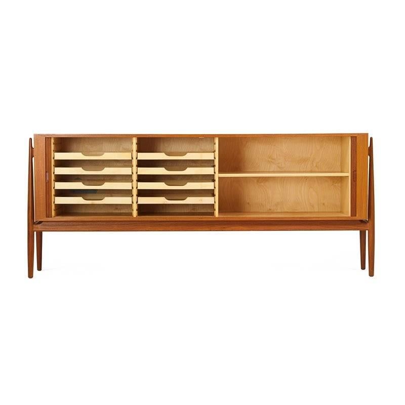 Scandinavian Modern Finn Juhl Nv54 Sideboard with Tambour Doors by Niels Vodder