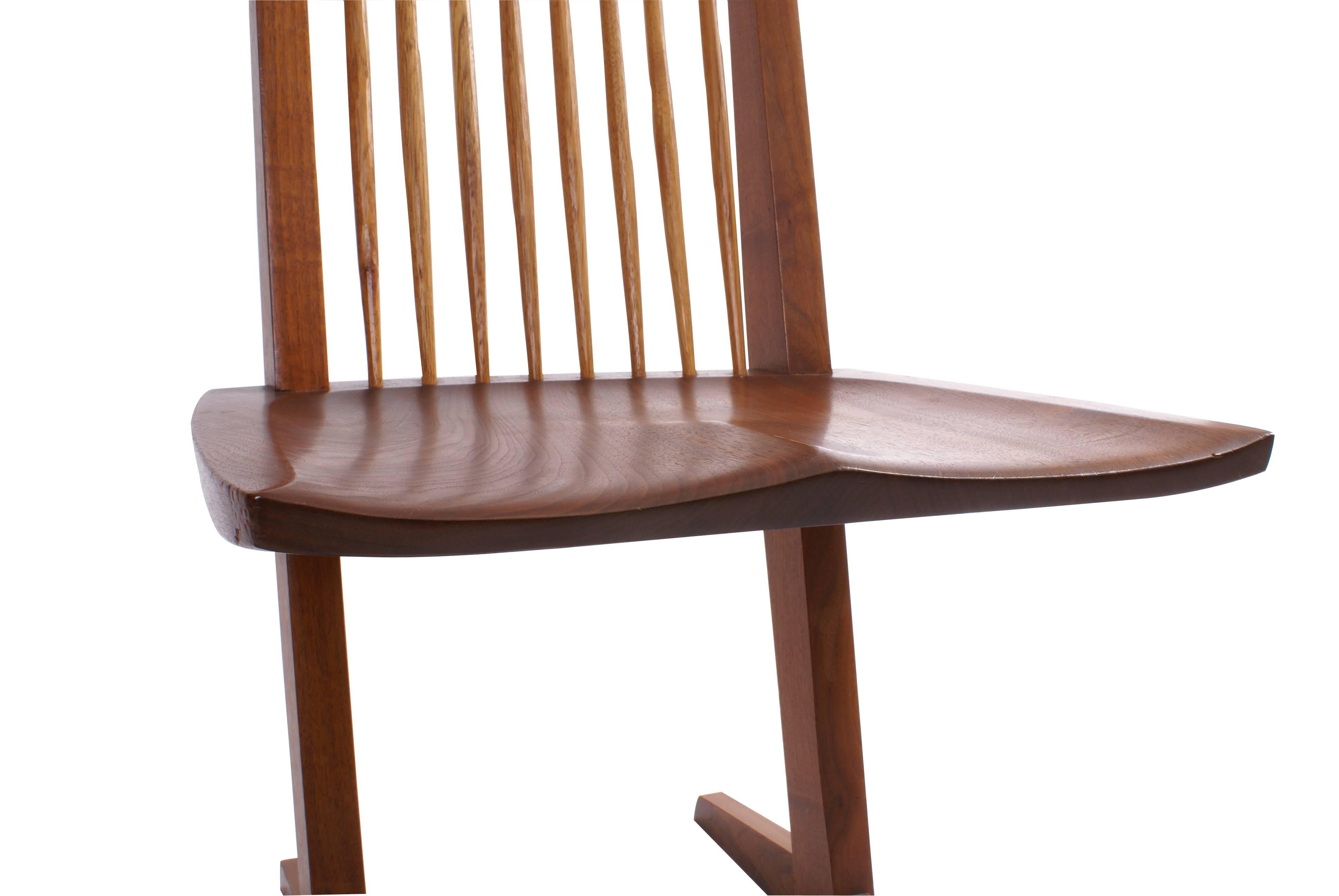 Hickory George Nakashima Set of Eight Conoid Dining Chairs, 1965 For Sale