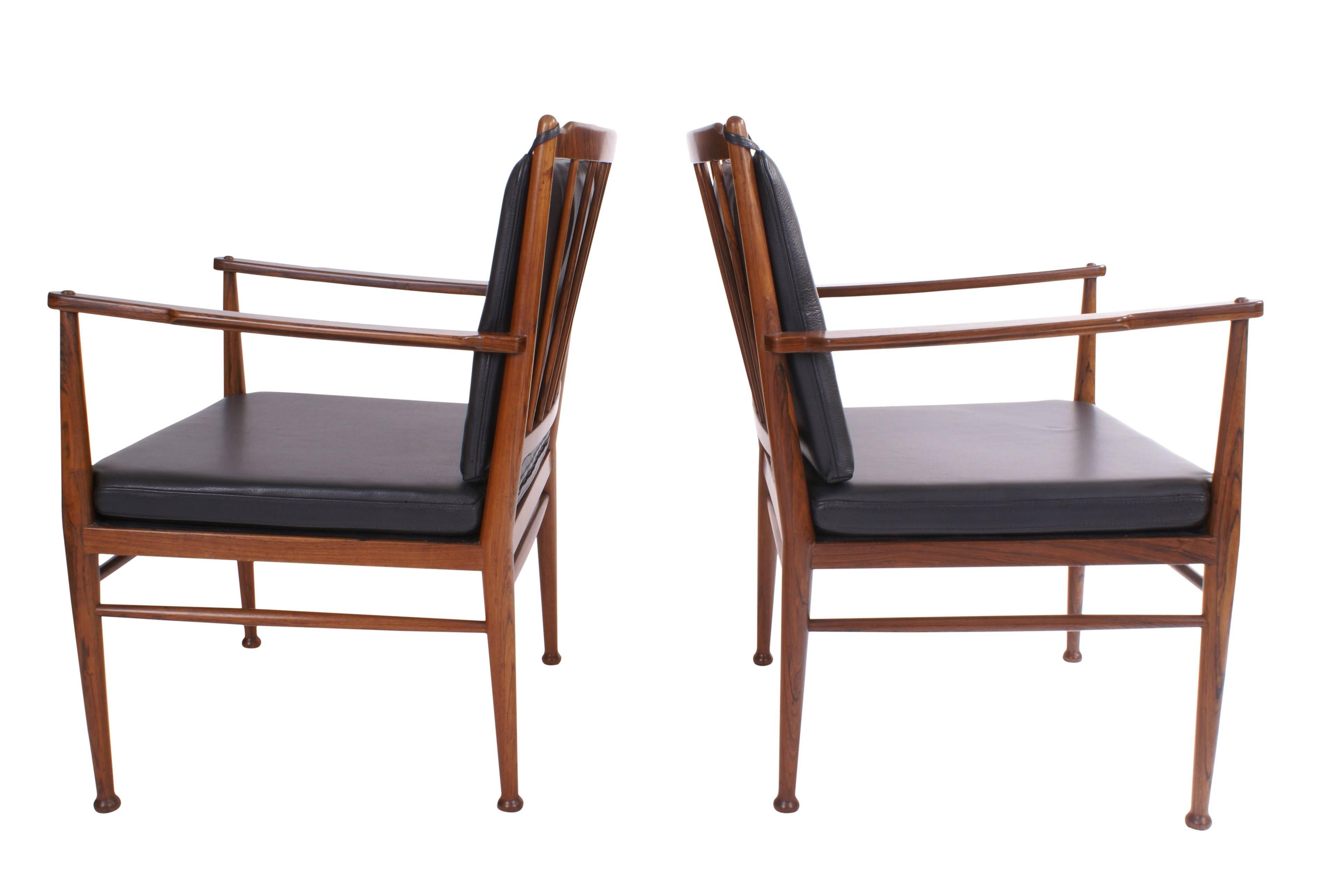 Peter Hvidt & Orla Mølgaard Nielsen Pair of Solid Brazilian Rosewood Armchairs For Sale 2