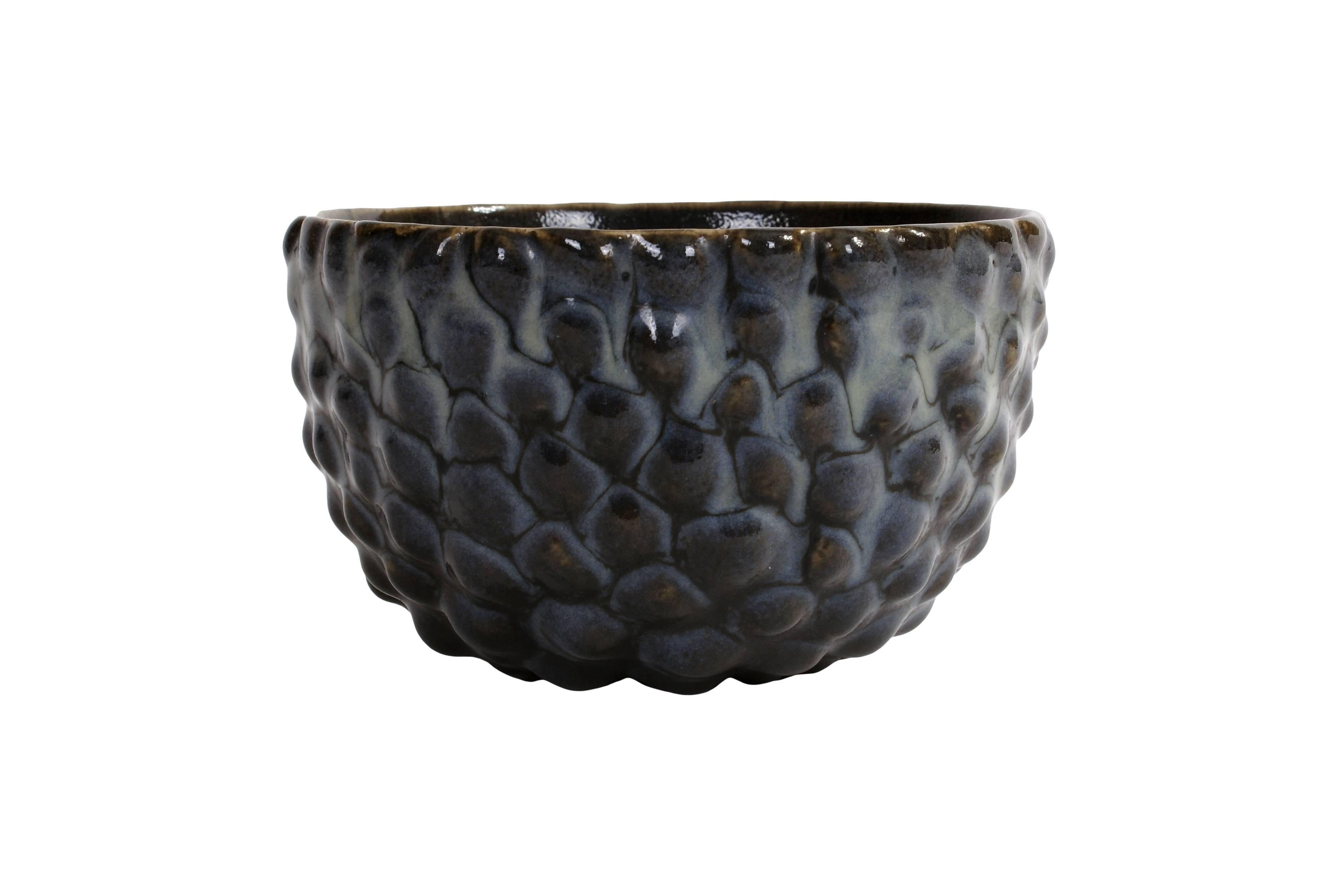 Danish Axel Salto Bowl in Budded Style and Butterfly Wing Glaze for Royal Copenhagen