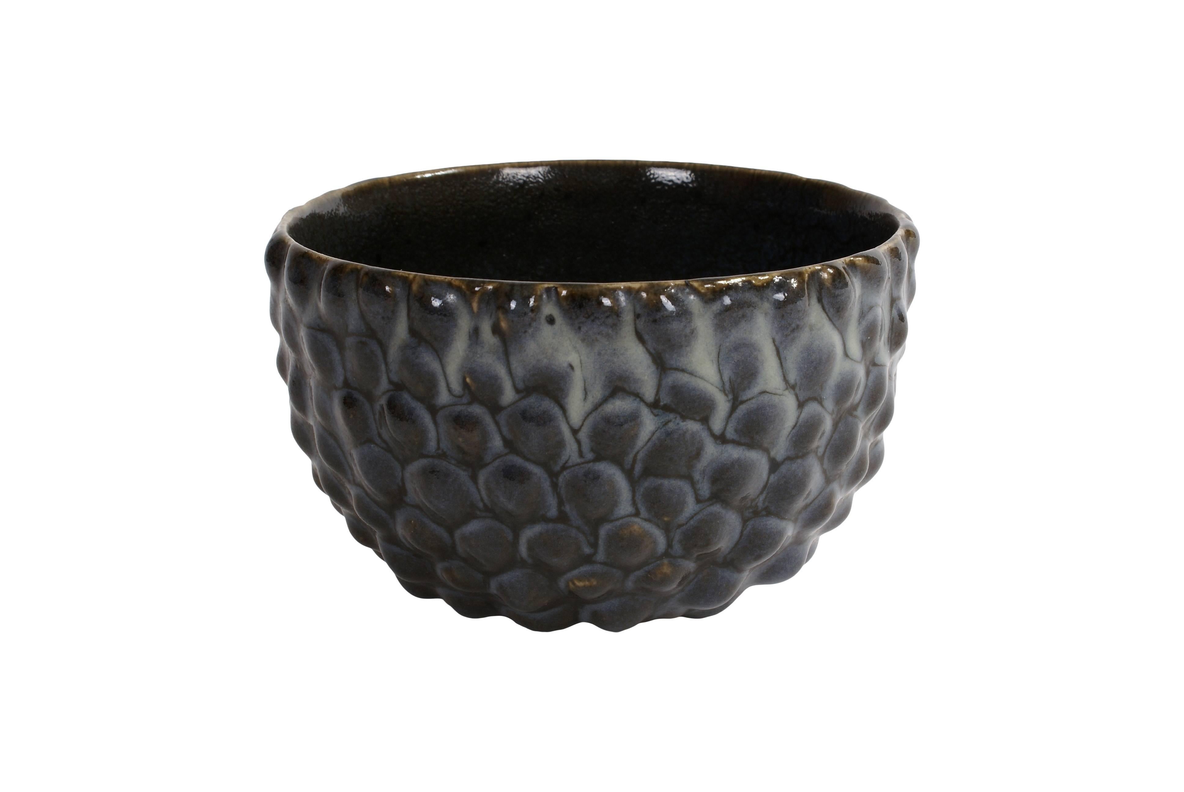 Mid-20th Century Axel Salto Bowl in Budded Style and Butterfly Wing Glaze for Royal Copenhagen