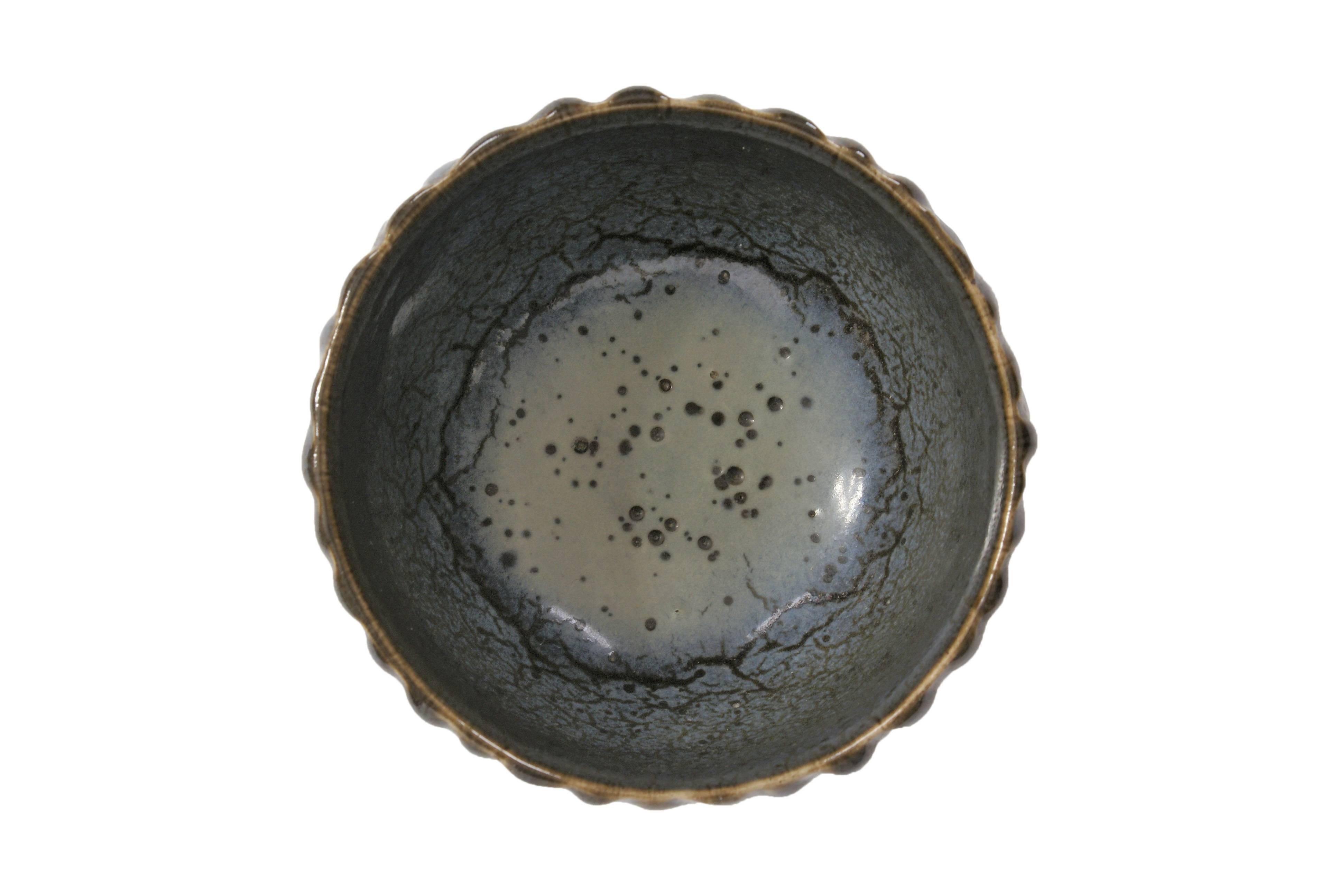 Axel Salto Bowl in Budded Style and Butterfly Wing Glaze for Royal Copenhagen 1