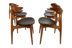 Hans Wegner Set of Eight CH-33 Dining Chair in Teak and Oak for Carl Hansen