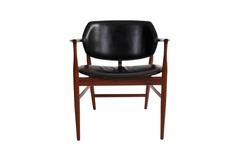 Ib Kofod-Larsen Rare 'Elizabeth' Armchair in Cuban Mahogany and Black Leather