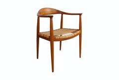 Hans Wegner Sechser-Set „The Chair“ aus Teakholz und Schilfrohr für Johannes Hansen