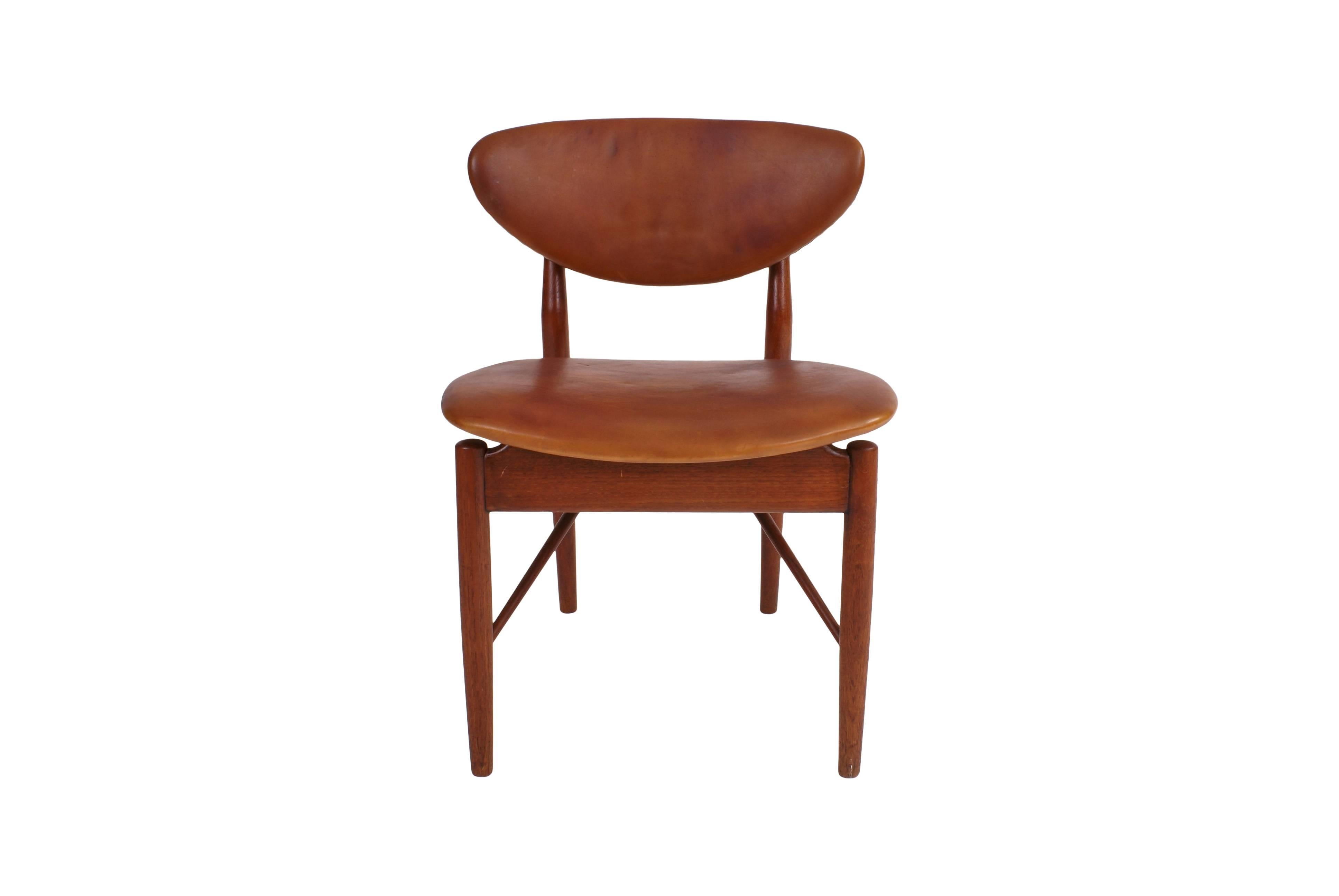 Mid-20th Century Finn Juhl NV55 Chair for Niels Vodder in Teak and Natural Leather, 1955
