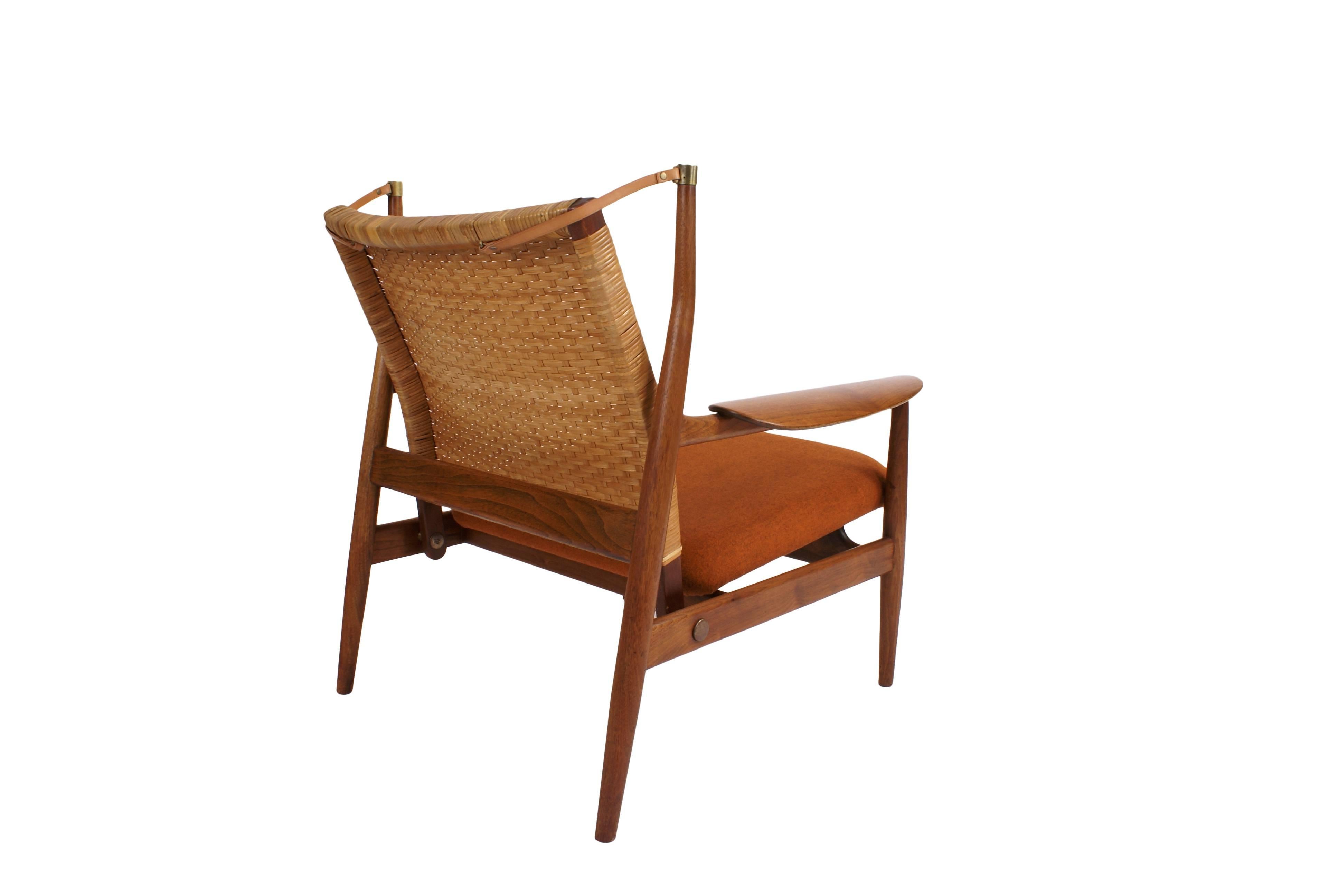 Scandinavian Modern Finn Juhl FJ-55 Easy Chair in Teak for Baker
