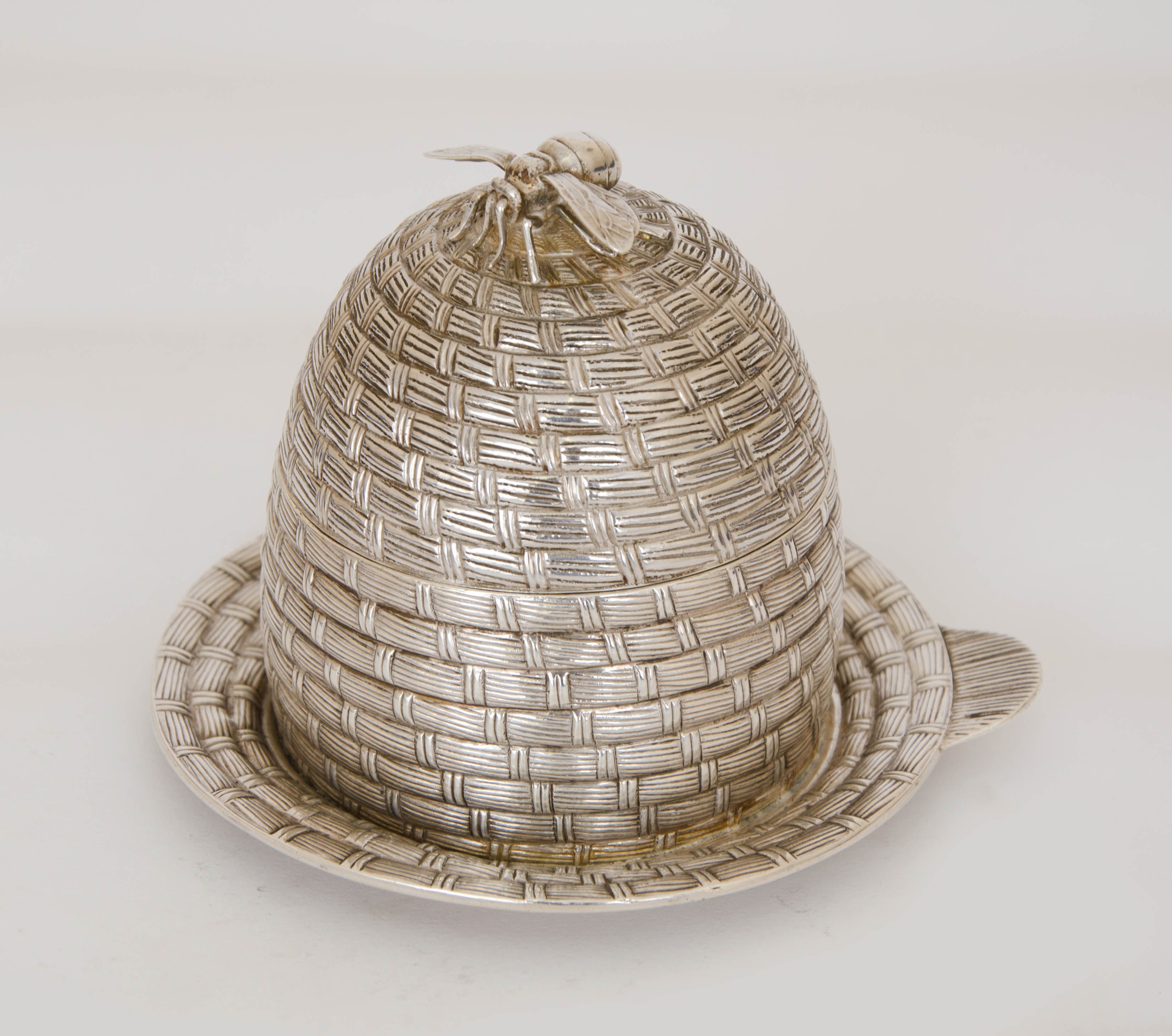 Victorian Antique Silver Honey Pot or Skep