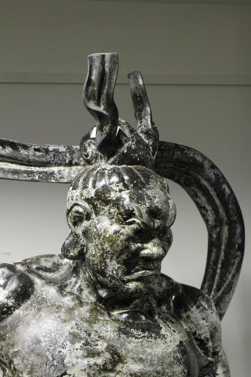 Monumental Pair of Impressive Japanese Bronze Nio Buddha Guardian