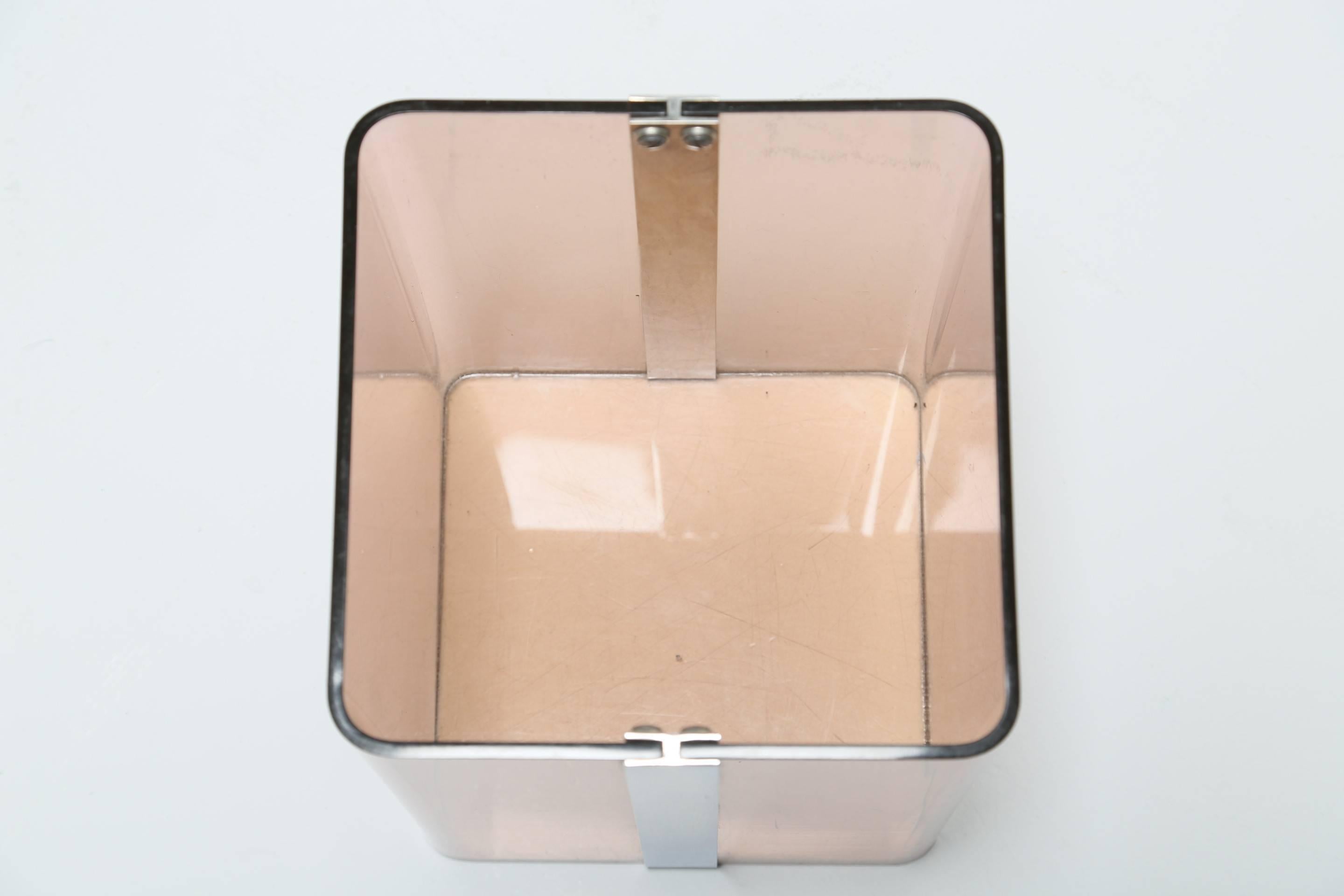 Mid-Century Modern Lucite and Chrome Waste Paper Bin
