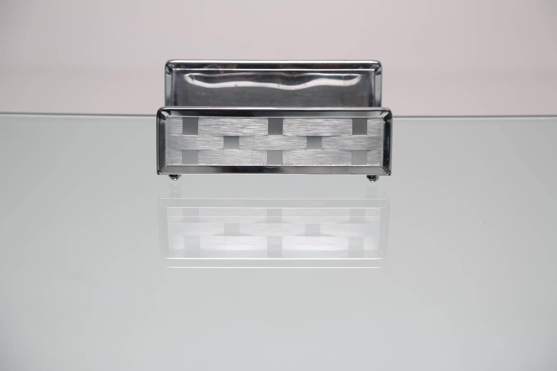Late 20th Century Paul Evans style patchwork chrome desk, vanity or dining table base.