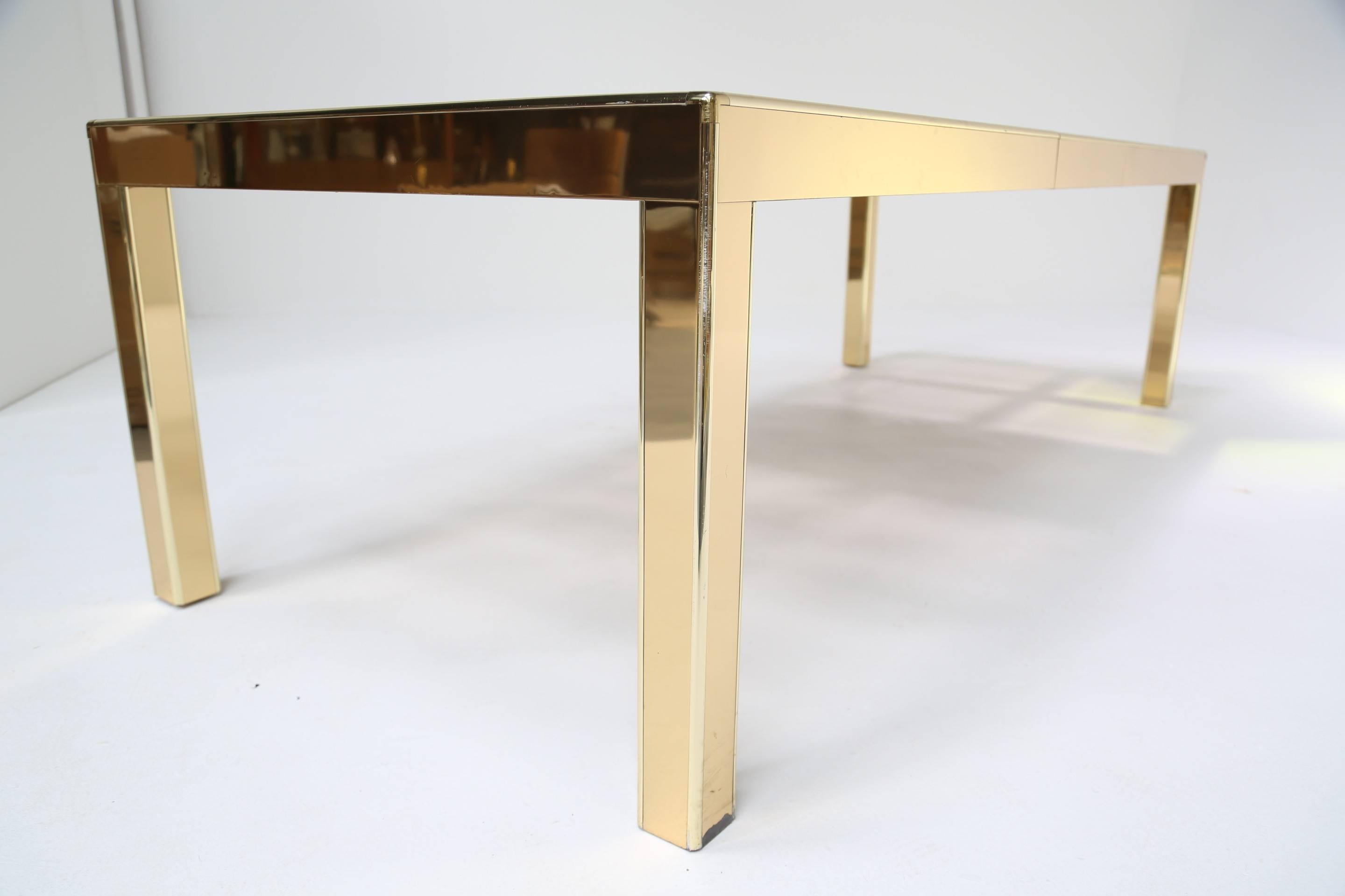 Mastercraft brass and glass mid century extending dining table. In Good Condition For Sale In Oberstown, Lusk, IE