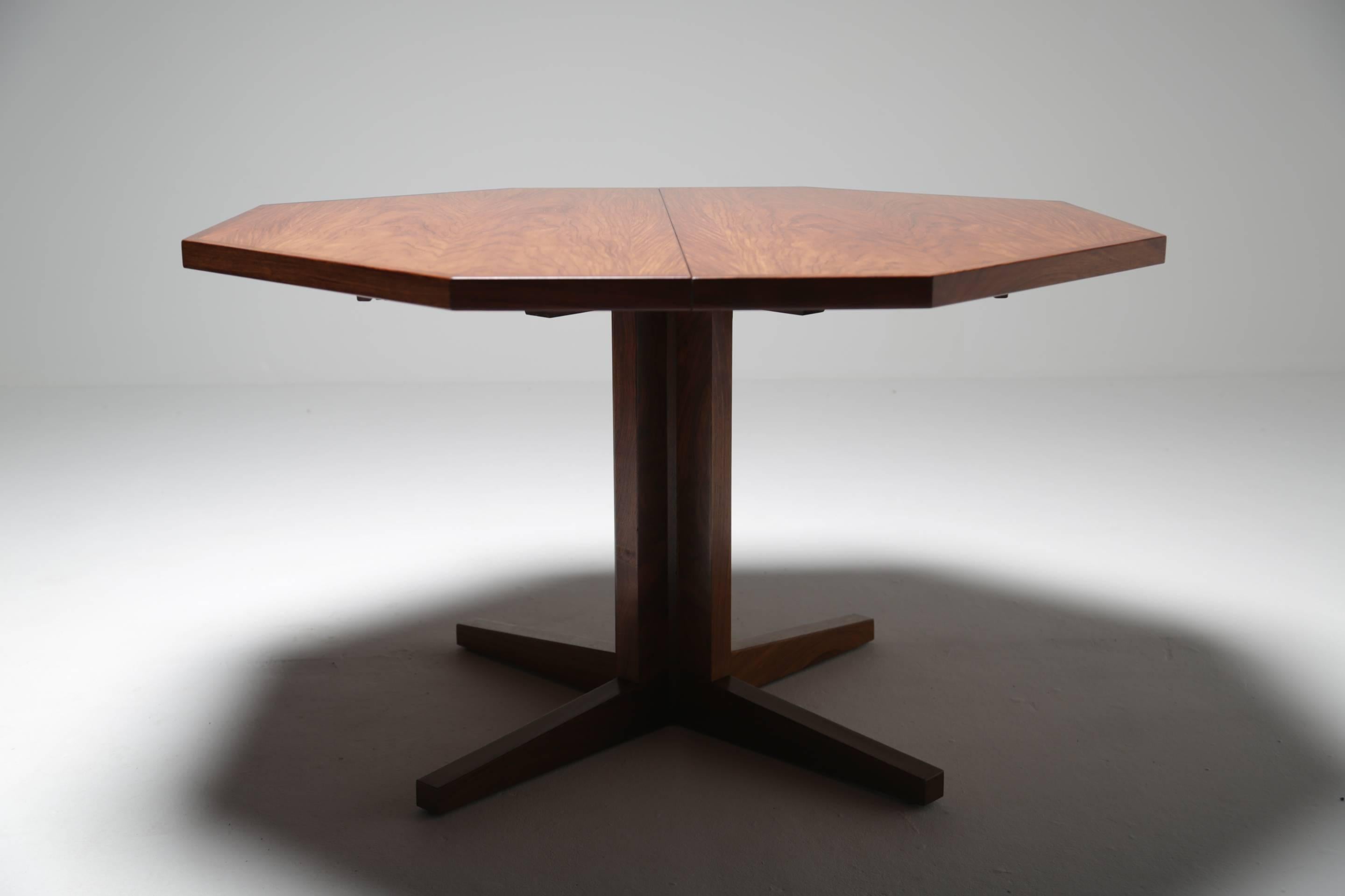 Midcentury Rosewood Octagonal Dining Table by Dyrlund, Denmark 1