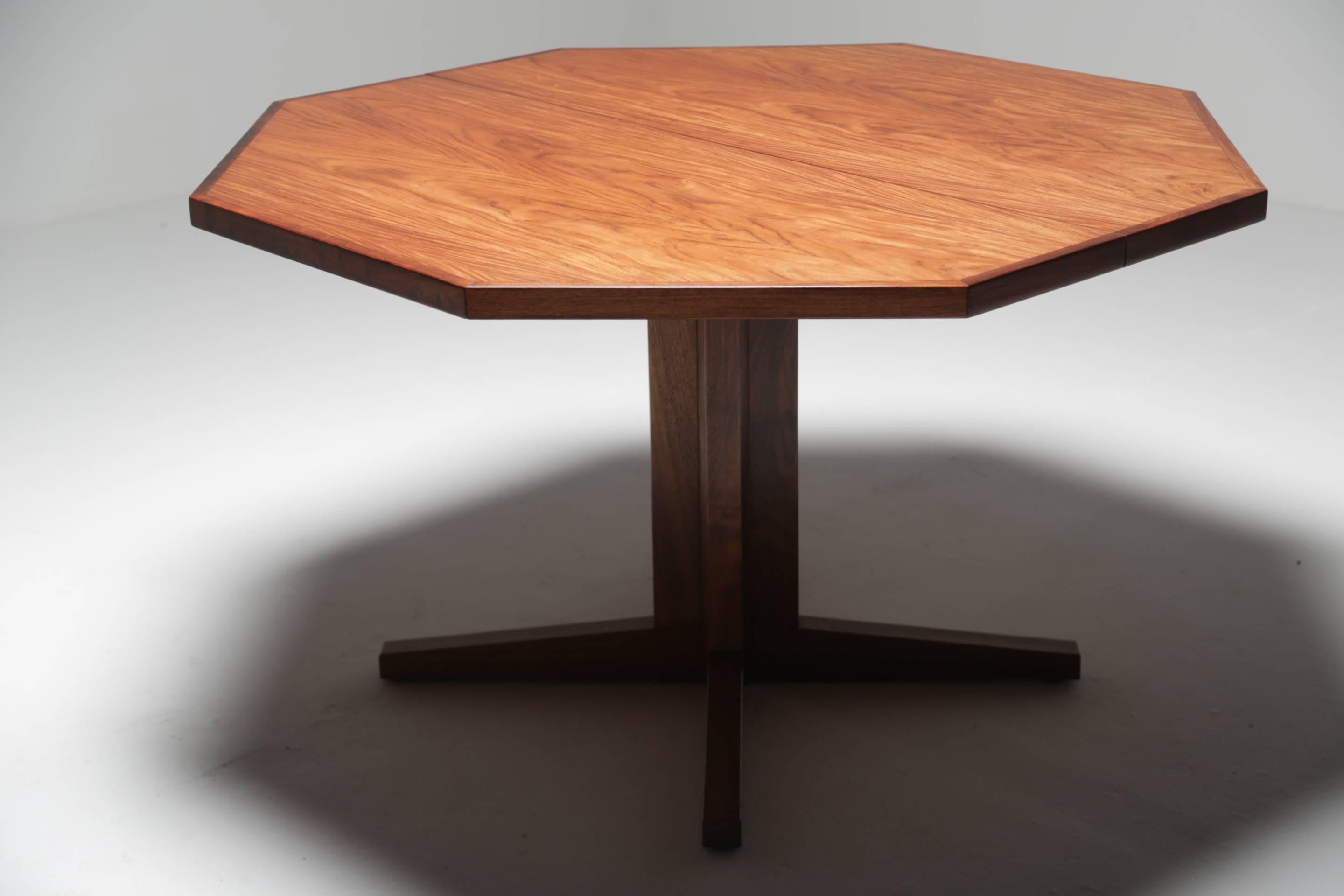 20th Century Midcentury Rosewood Octagonal Dining Table by Dyrlund, Denmark