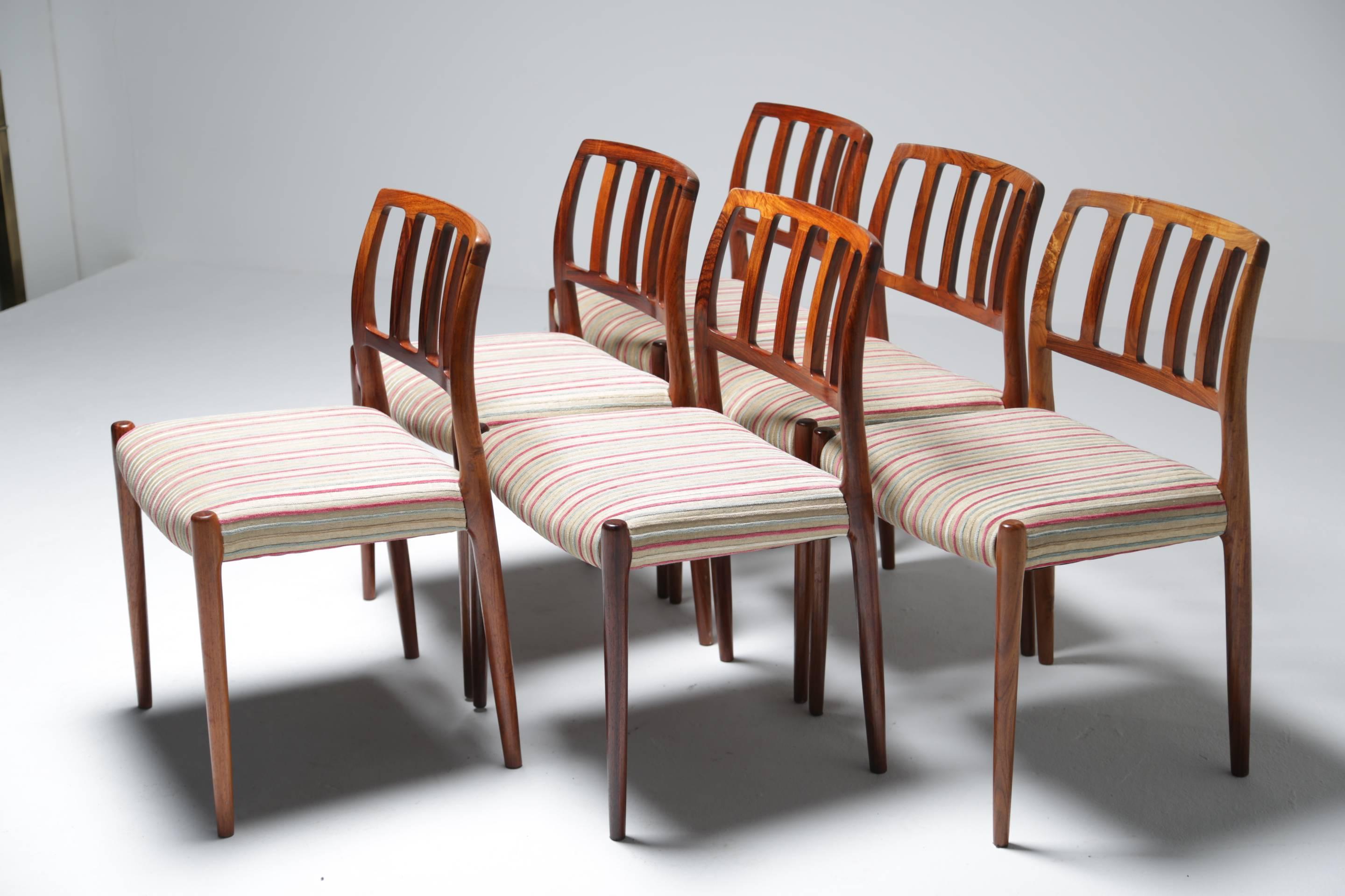 Danish Niels O Moller Rosewood Dining Chairs, Model 83, Set of Six, Denmark