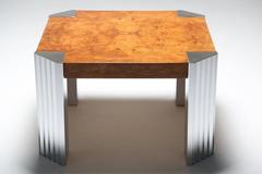 Burr Walnut and Chrome Pace Collection Style Skyscraper Table