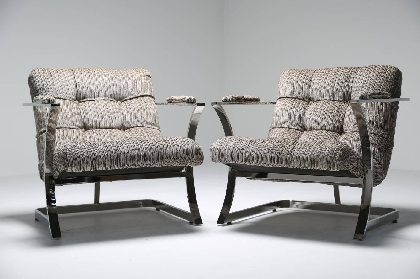 Mid-century Lounge Chairs, Milo Baughman Style 1
