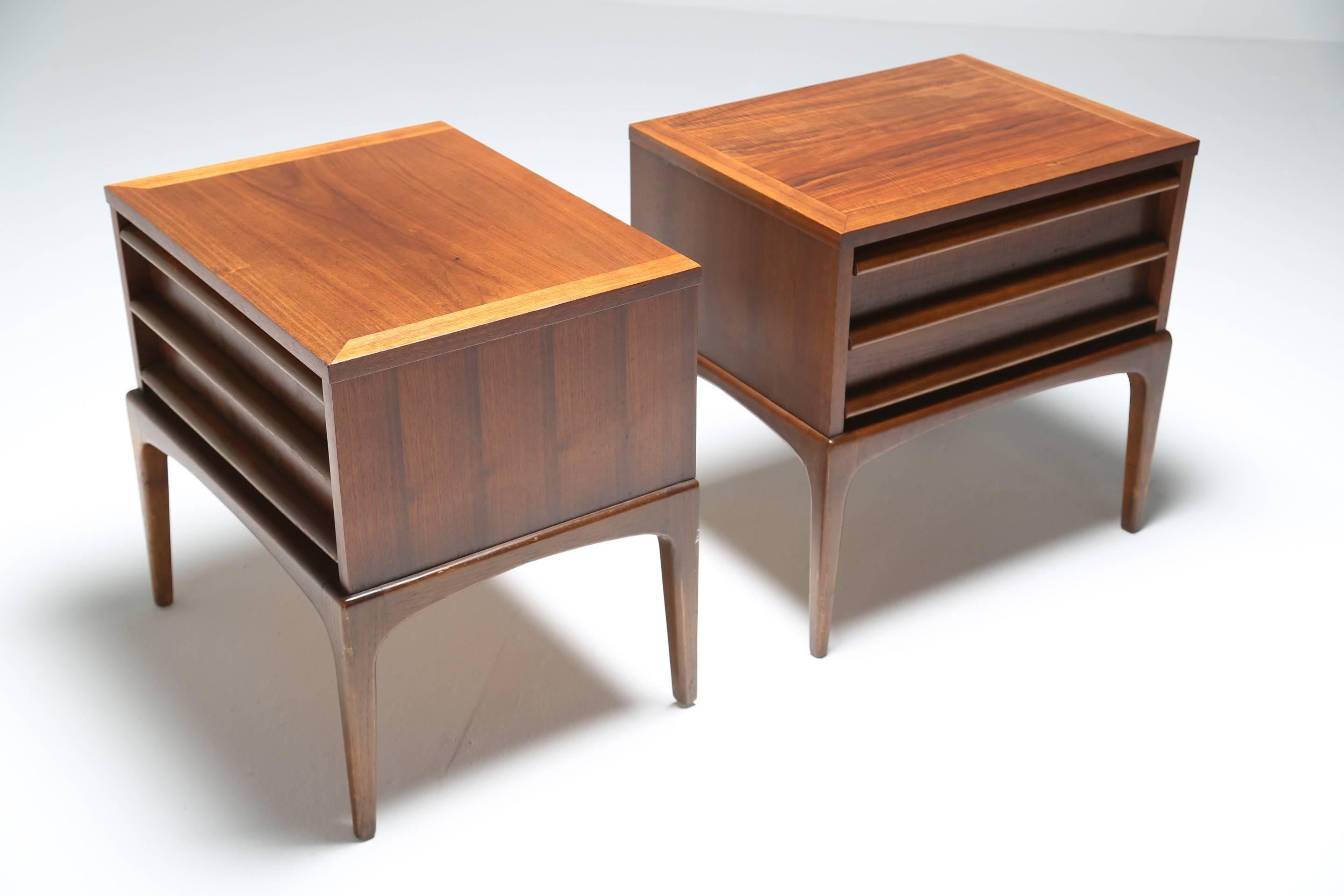 Walnut Bedside Tables by Lane, Set of Two  1