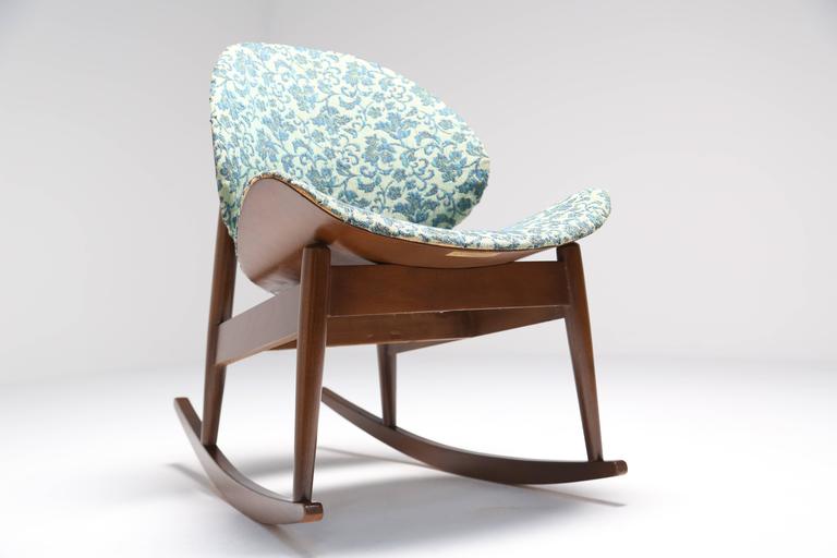 Kodawood Bentwood Rocking Chair with Chintz Upholstery at 1stdibs