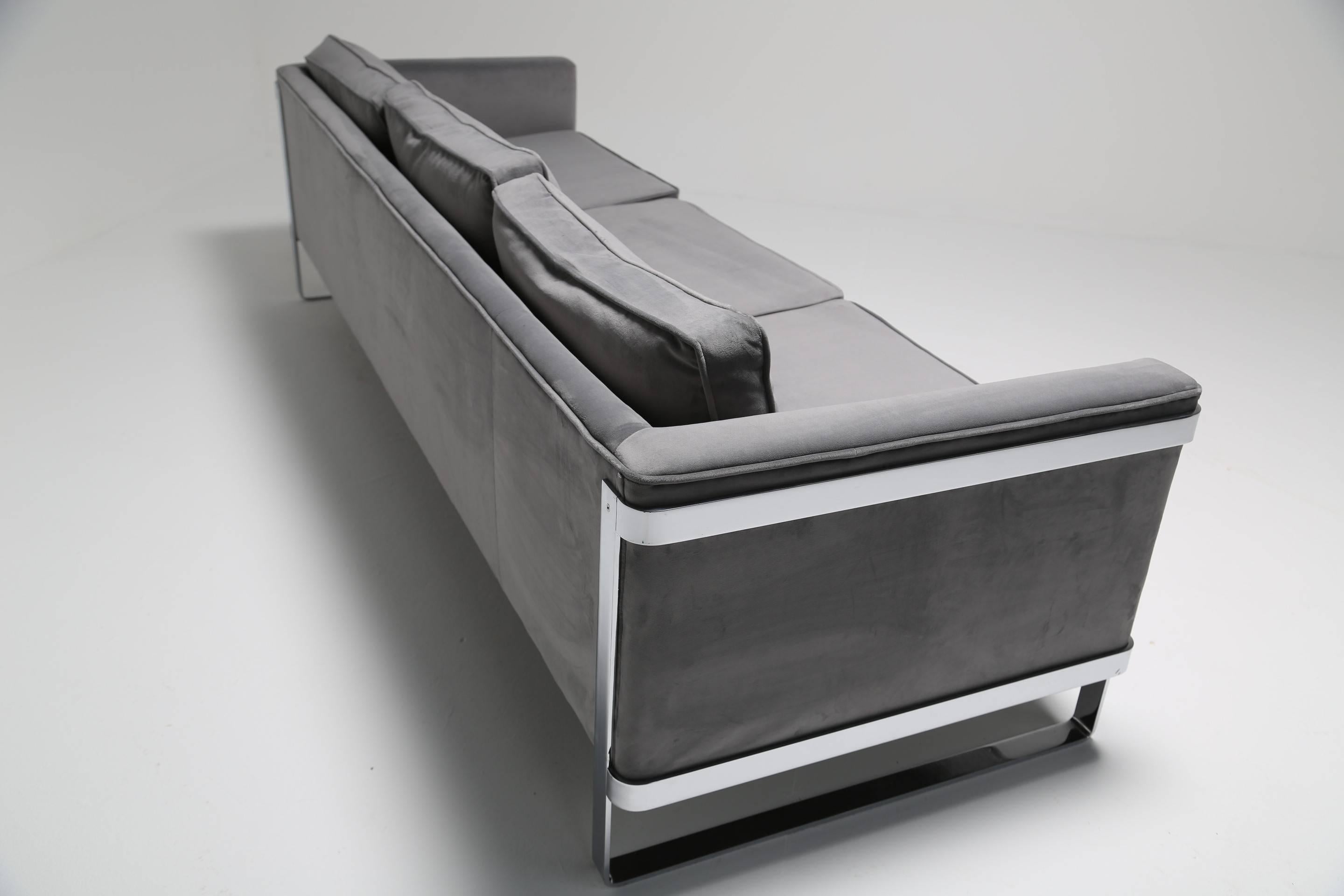 American Chrome Sofa by Selig in a Milo Baughman Style