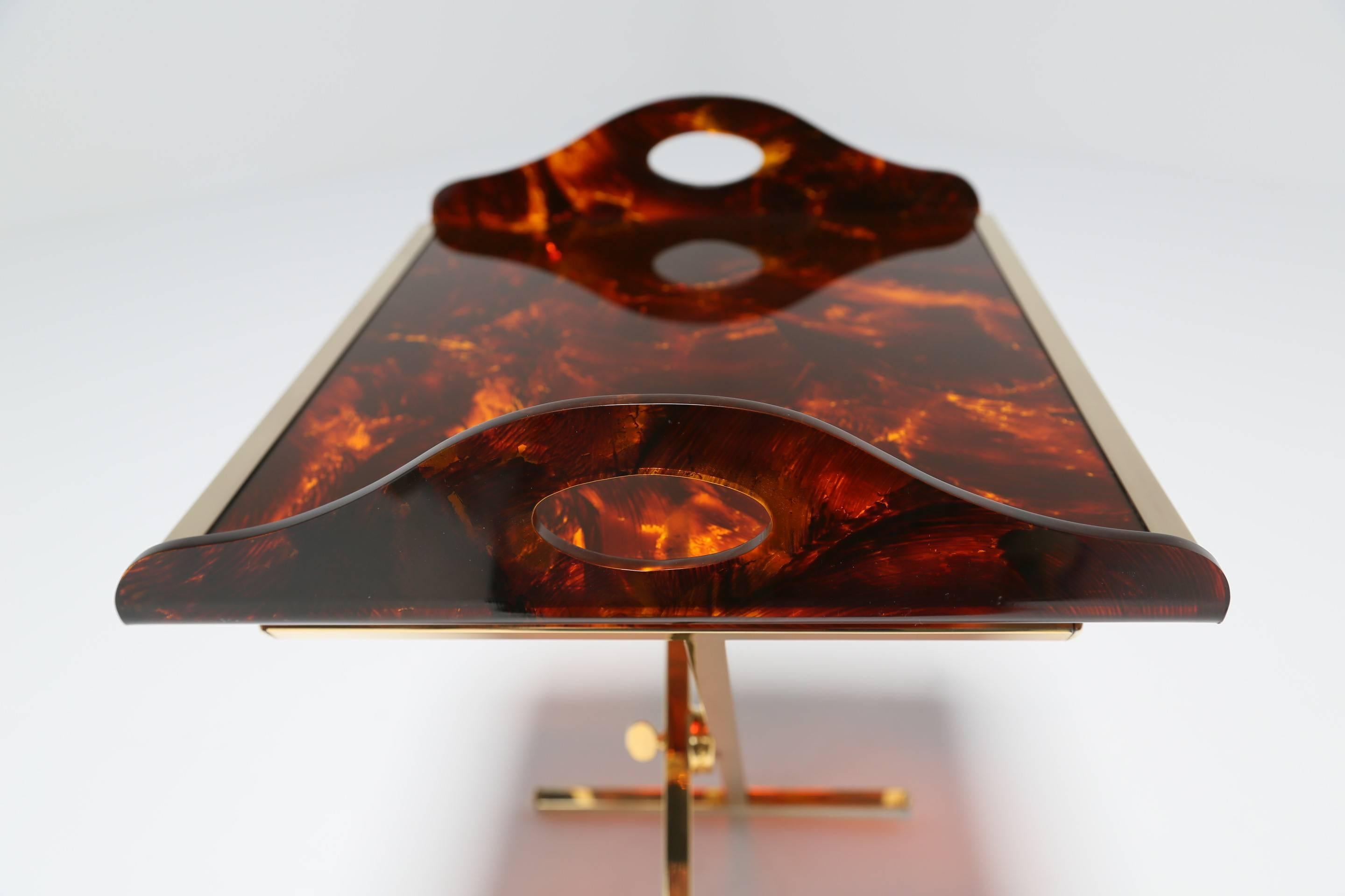 Mid-Century Modern Faux Tortoiseshell Tray Table