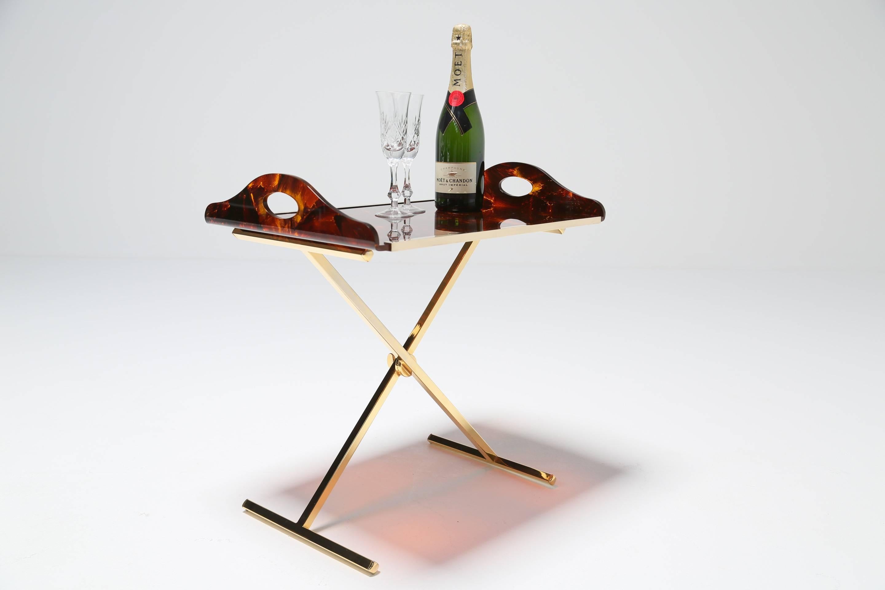 Acrylic Faux Tortoiseshell Tray Table