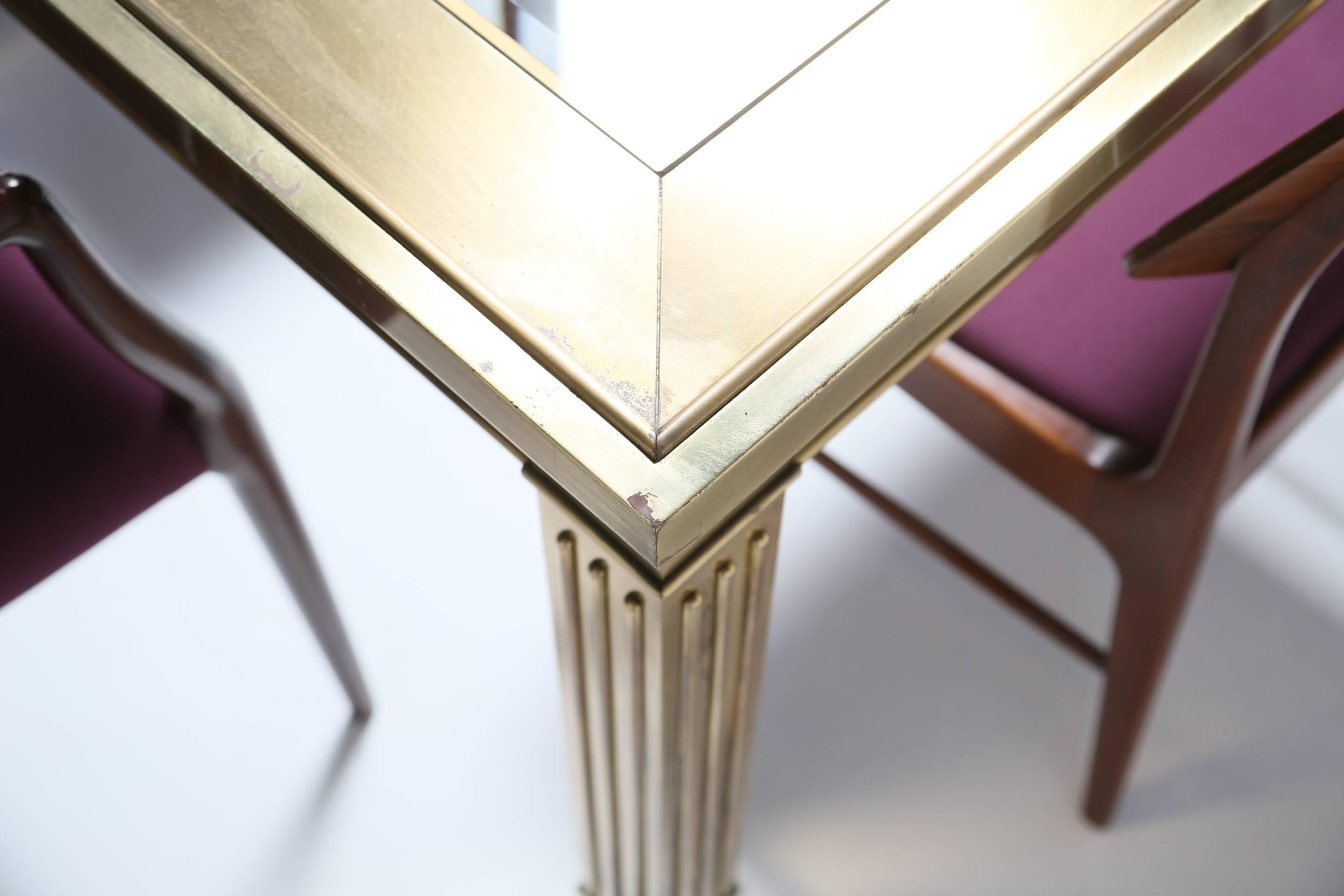 Mastercraft brass and glass exteding mid century dining table, 1970s.  1