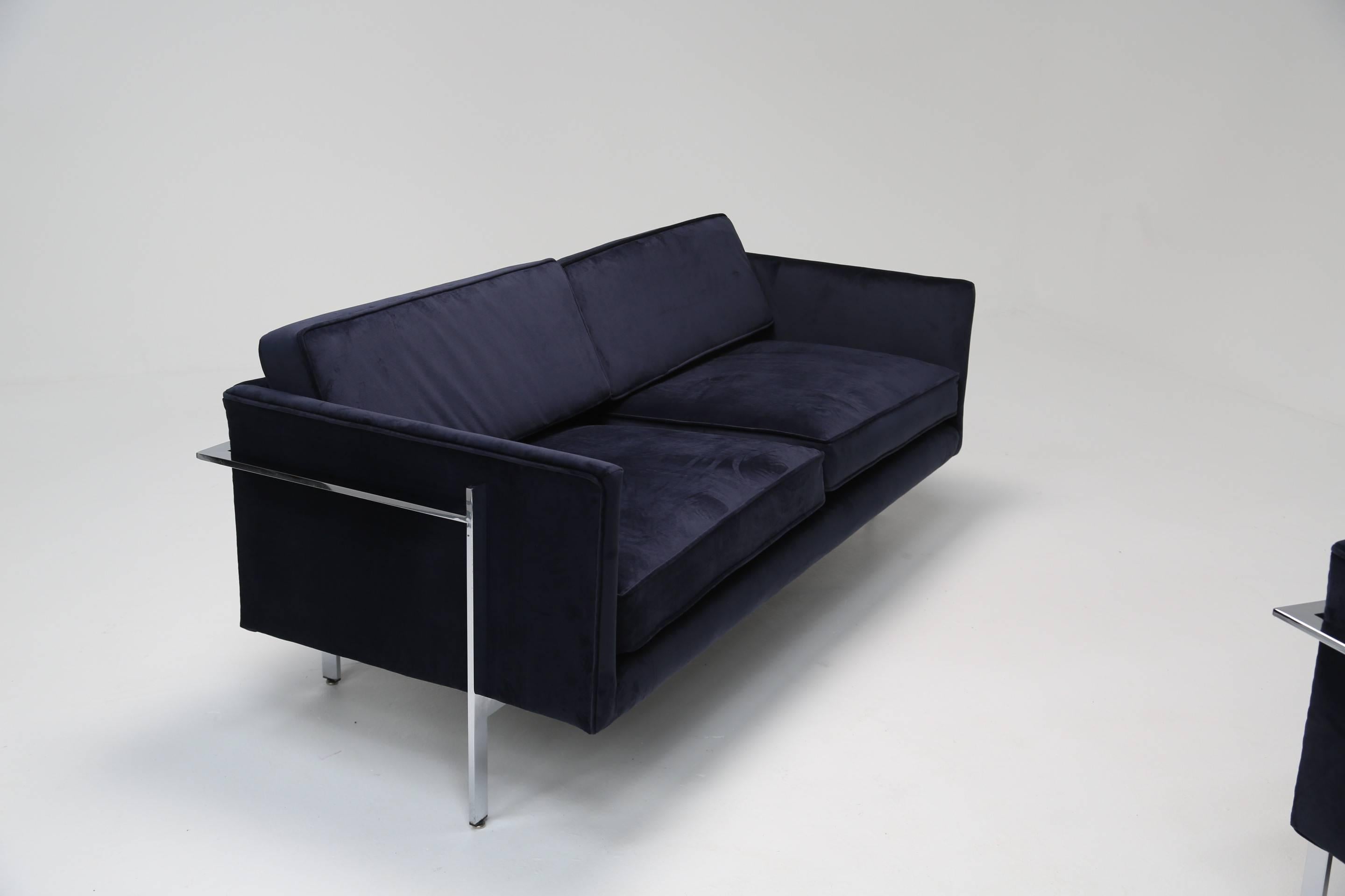 Mid-Century Modern Milo Baughman Sofa with Matching Pair of Armchairs
