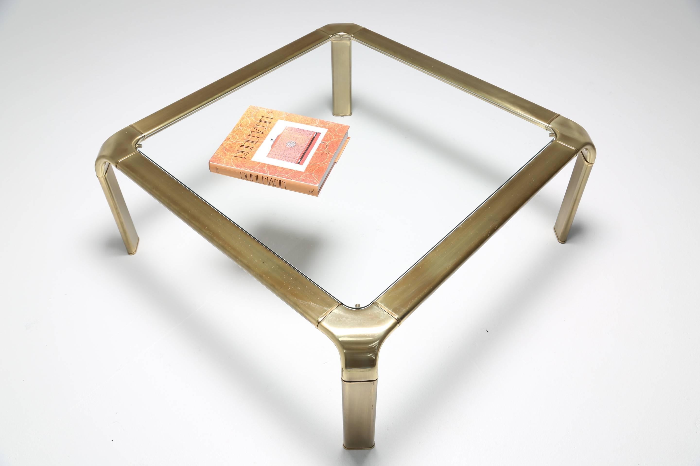 Patinated Mid-century Brass Coffee Table by Widdicomb