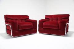 Mid-century Lounge Chairs with Chrome Frame
