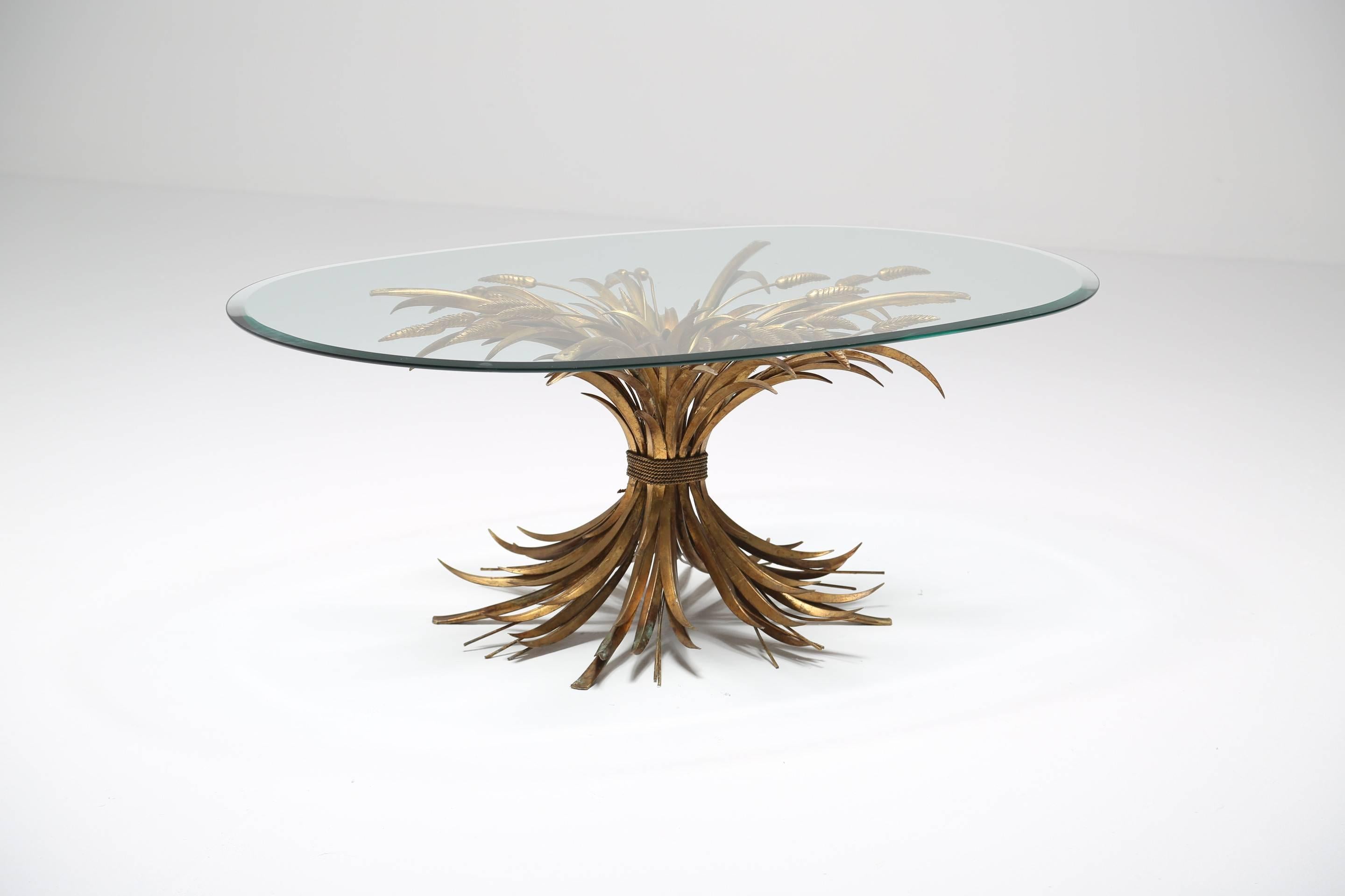 Mid-Century Modern Oval Wheat Sheaf Coffee Table