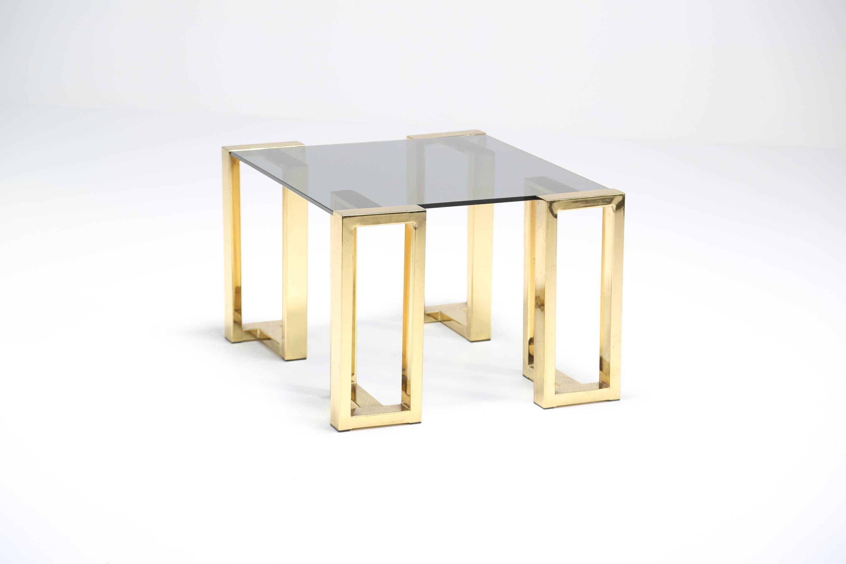 Plated Mid-century Brass Coffee Table or End Table For Sale