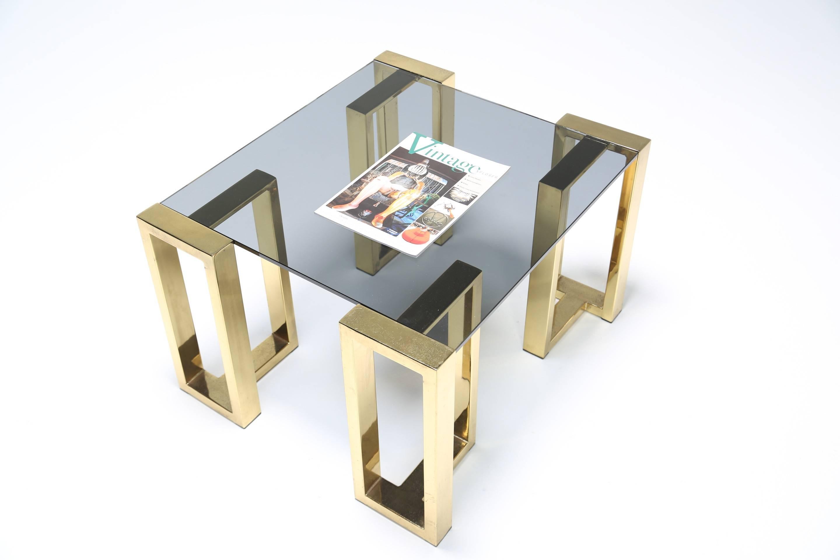 Late 20th Century Mid-century Brass Coffee Table or End Table For Sale