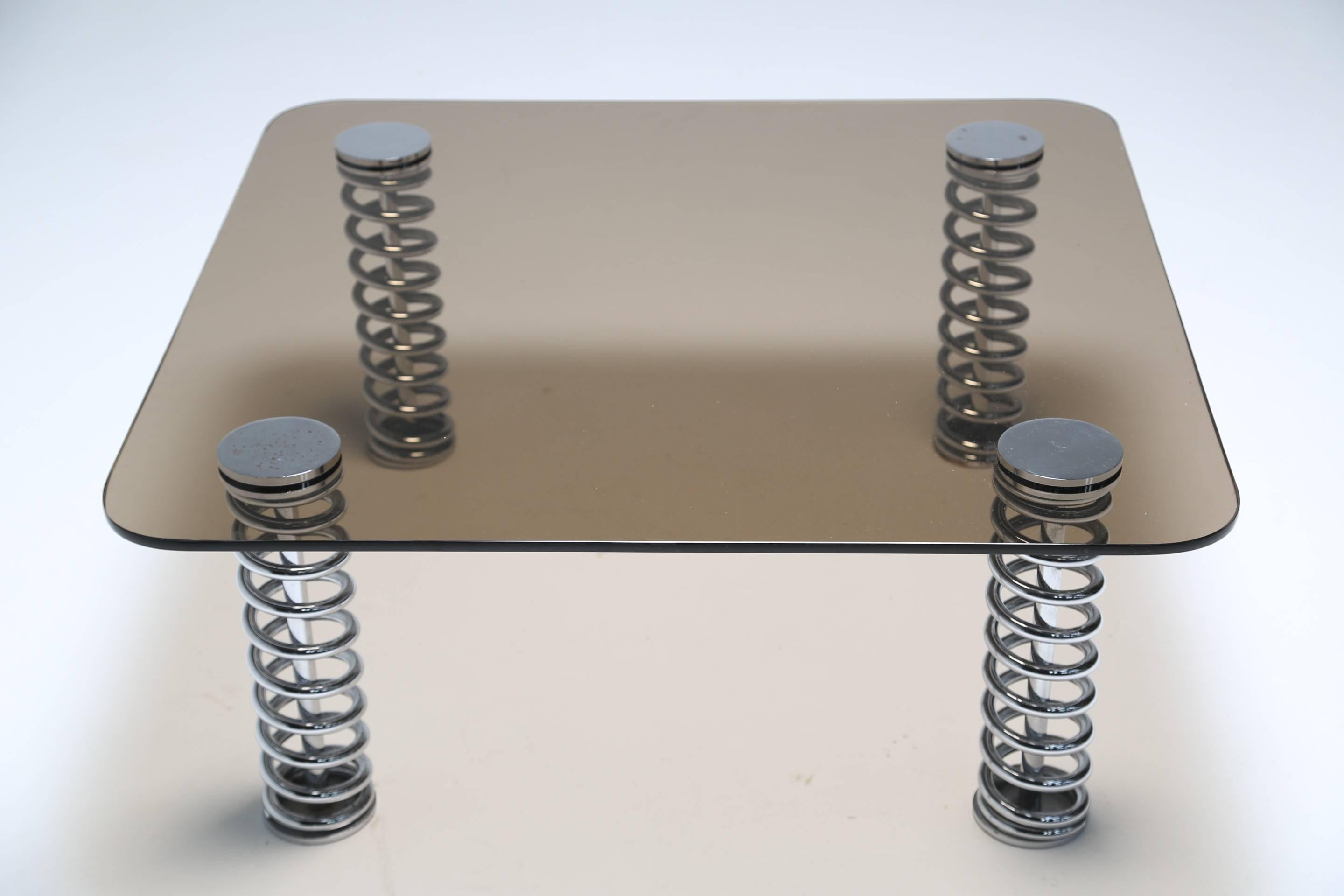 Mid-Century Modern Chrome Spring Coffee Table For Sale