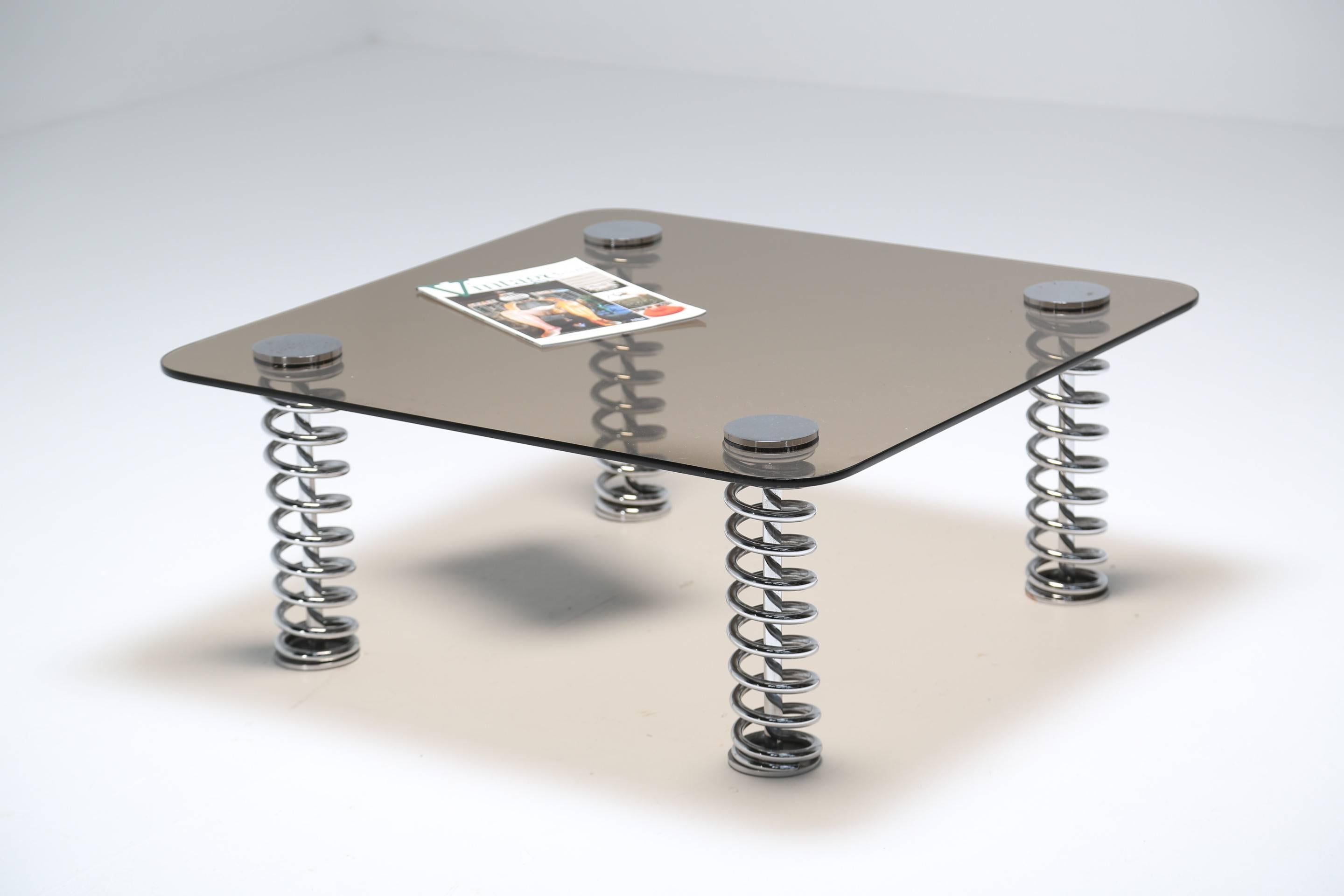 Late 20th Century Chrome Spring Coffee Table For Sale