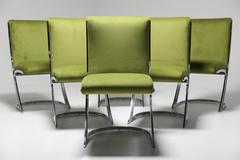 Arthur Umanoff chrome frame dining chairs in the style of Pierre Cardin.