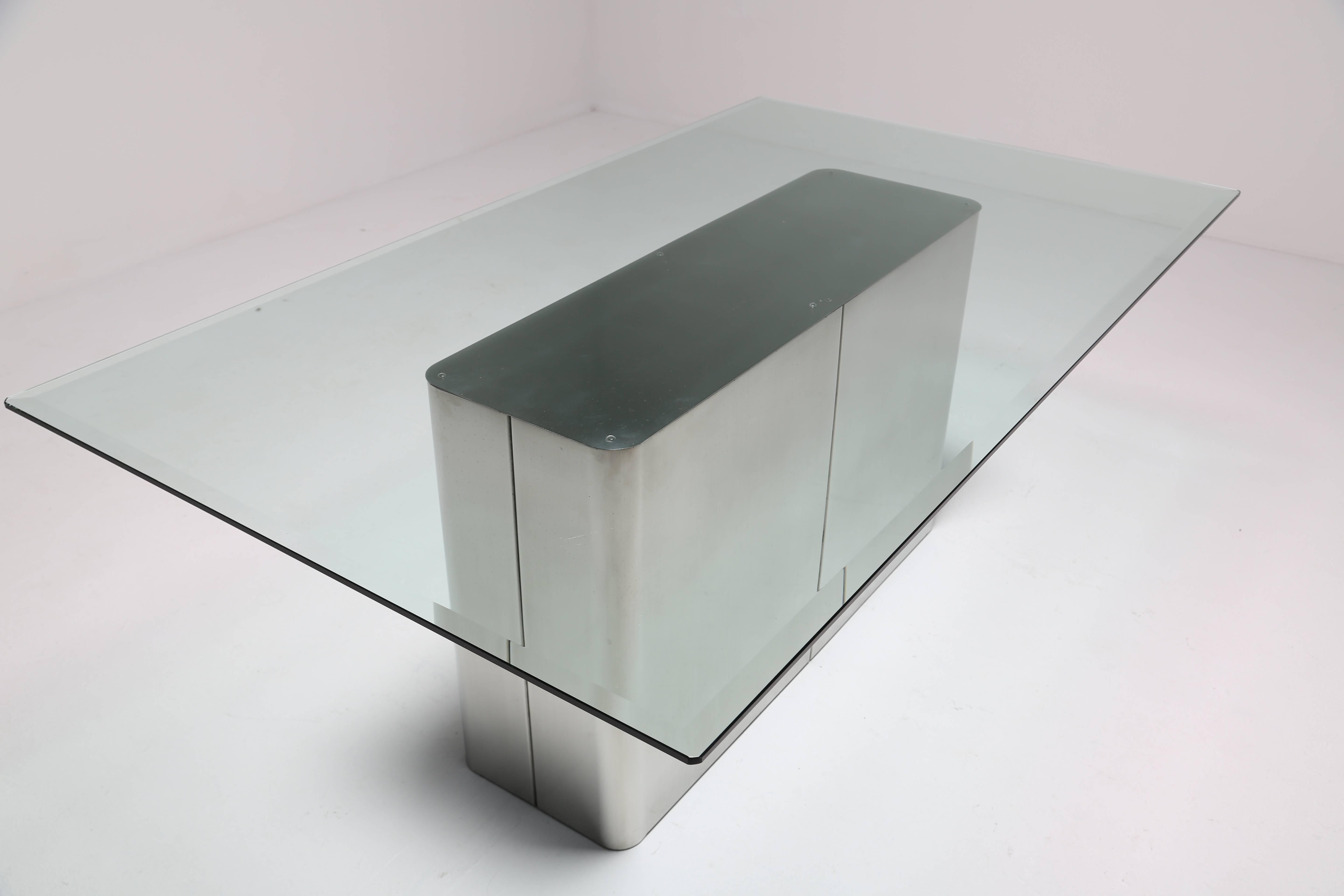 American Milo Baughman chrome and glass dining table. For Sale
