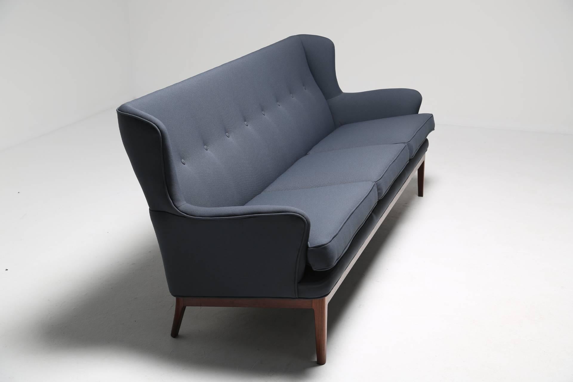 Mid-Century Modern Arne Norell sofa with hardwood frame, Scandinavian modern 1960s.