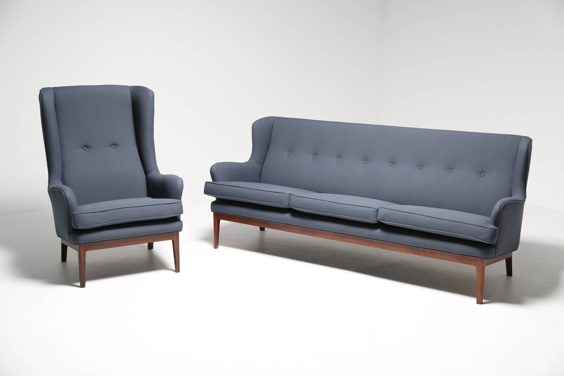 Arne Norell sofa with hardwood frame, Scandinavian modern 1960s. 1
