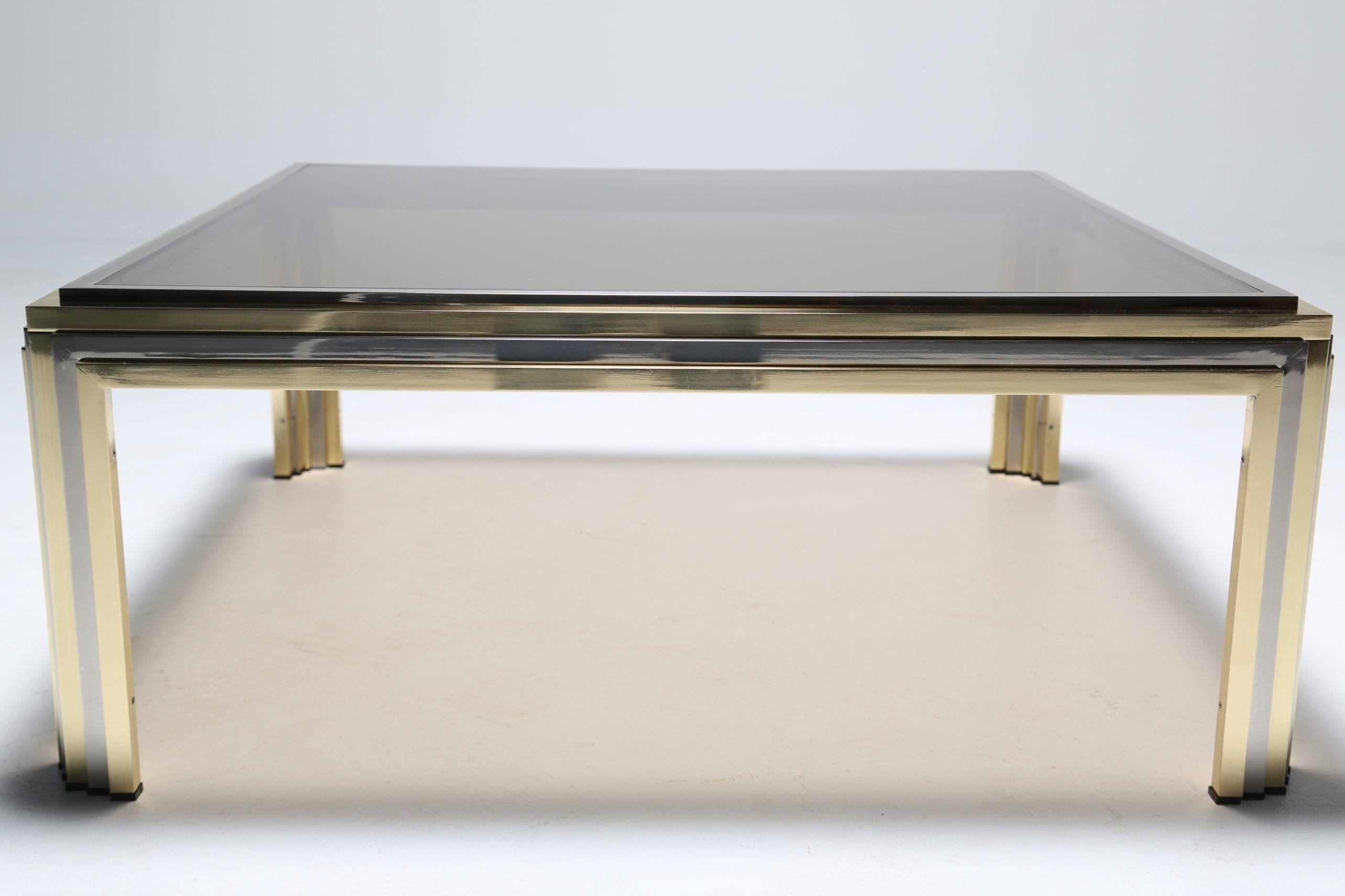 Mid-Century Modern Romeo Rega brass and chrome mid-century coffee table.